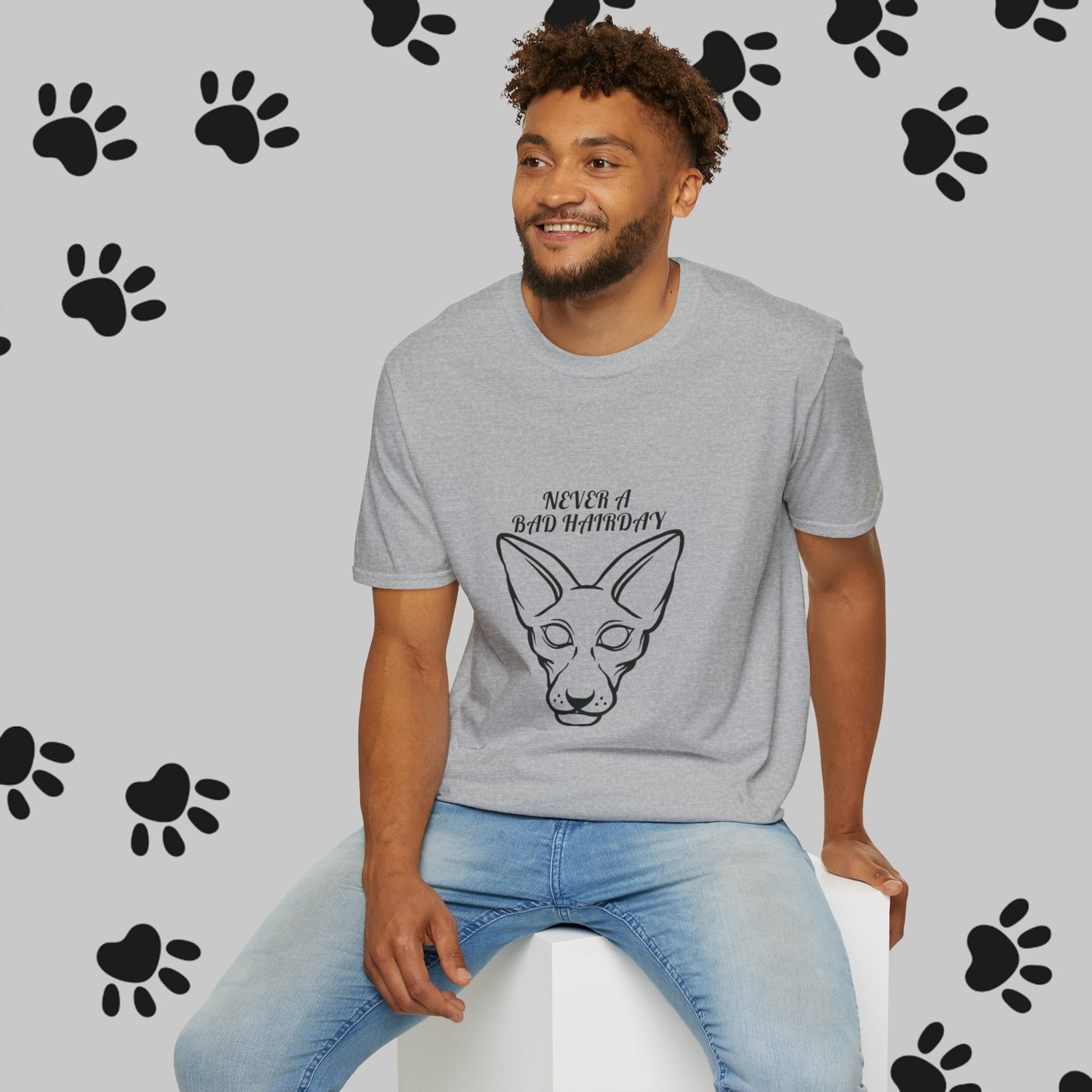 Unisex "Sphinx Cat Hair Day" Soft-style T-Shirt. Cat Shirt, Animal Lover, Cat Mom, Cat Dad. Unisex, Streetwear, Gift For Cat, Cat Lady.