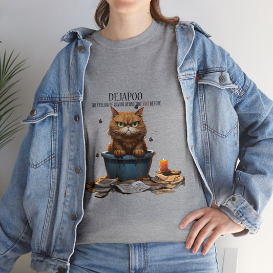 Unisex "DejaPoo" Heavy Cotton Tee. Unisex. Cat Lover. Cat Dad. Cat Mom. Animal Lover. Cat Lady. Birthday Gift. Funny T-Shirt.