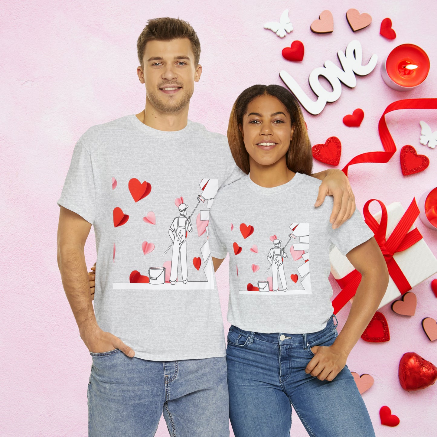 Unisex "Painted Heart" Cotton Tee. Unisex Shirt. Valentines Day Gift. Valentines Day. Couples Shirt. Anniversary Gift. Gift For Him/Her.