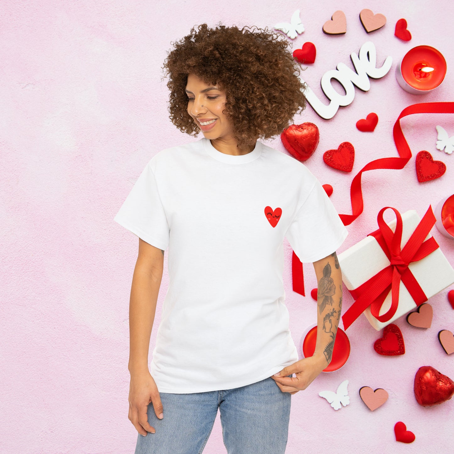 Unisex "Flirty Heart"  SCBC Heavy Cotton Tee. Graphic T-Shirt, T-Shirt, Unique, Original Brand, Valentines Day, Heart, Valentines Day Gift