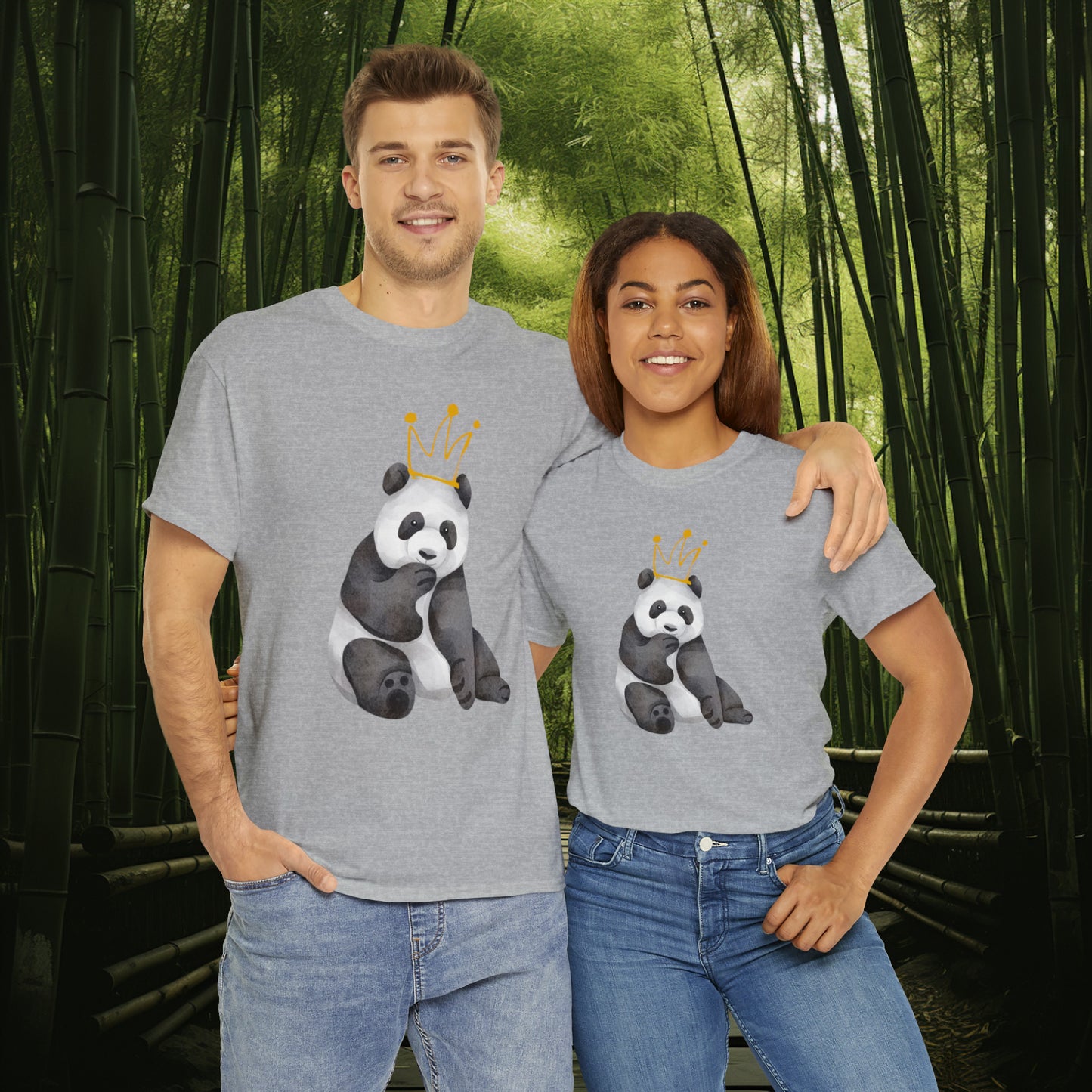 Unisex "Panda King" Heavy Cotton Tee. Unisex, Animal Lover, Panda, Birthday Gift, Birthday Gift, T-Shirt, Adult Clothes, Fashion