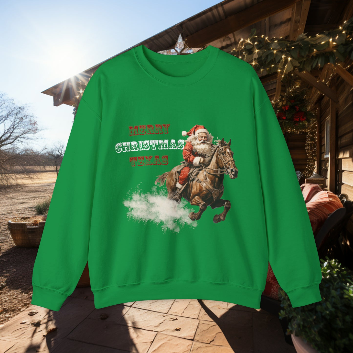 Unisex "Cowboy Santa" Crewneck Sweatshirt. Christmas Sweater. Texas. Christmas. Happy Holiday. Stocking Stuffer. Unisex Sweater