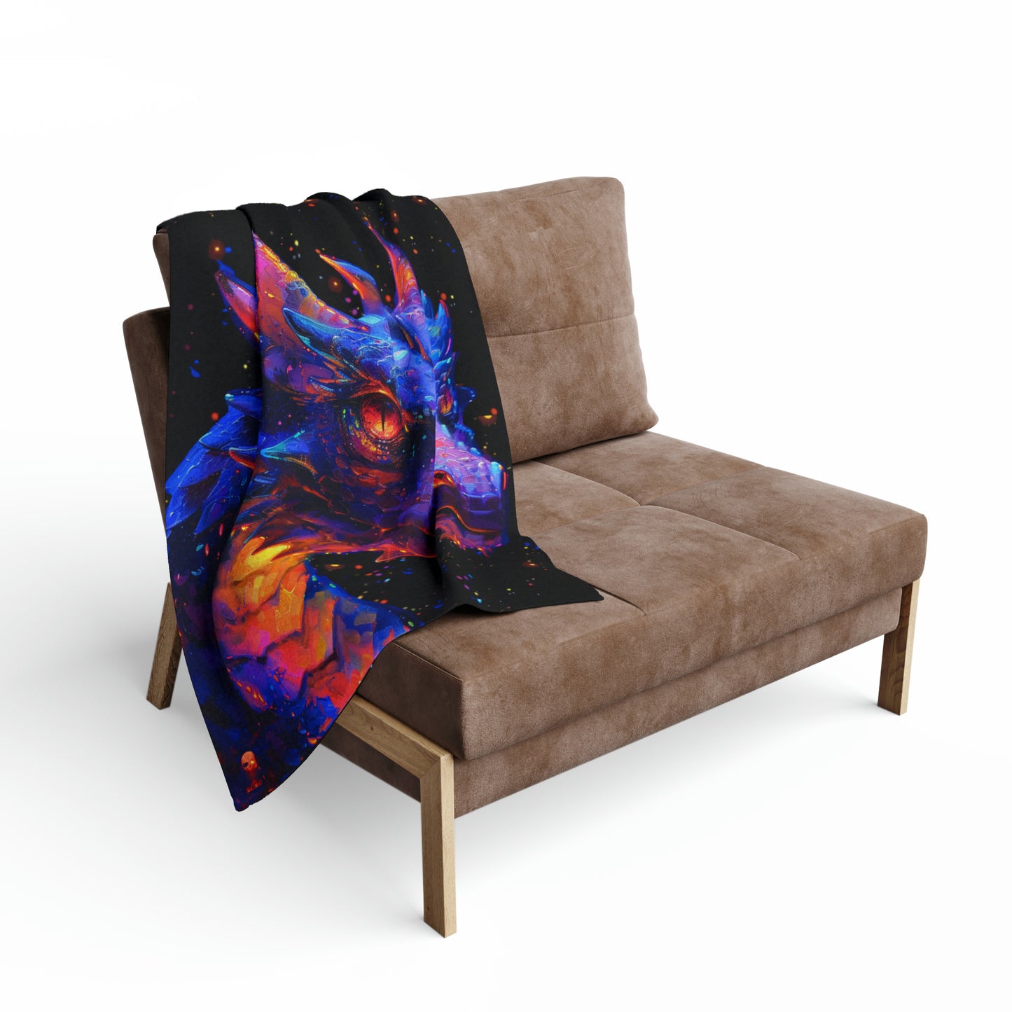 Arctic "Watchful Dragon" Fleece Blanket. Throw Blanket. Warm Blanket. Large Blanket. Fleece Blanket. Fantasy. Dragons. Home Decor.