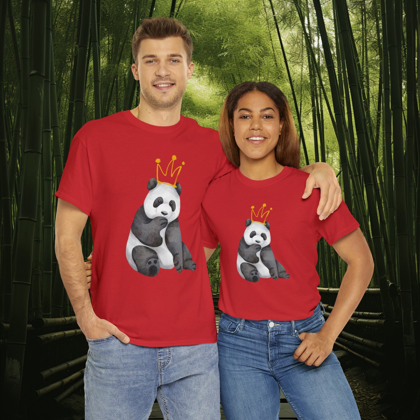 Unisex "Panda King" Heavy Cotton Tee. Unisex, Animal Lover, Panda, Birthday Gift, Birthday Gift, T-Shirt, Adult Clothes, Fashion