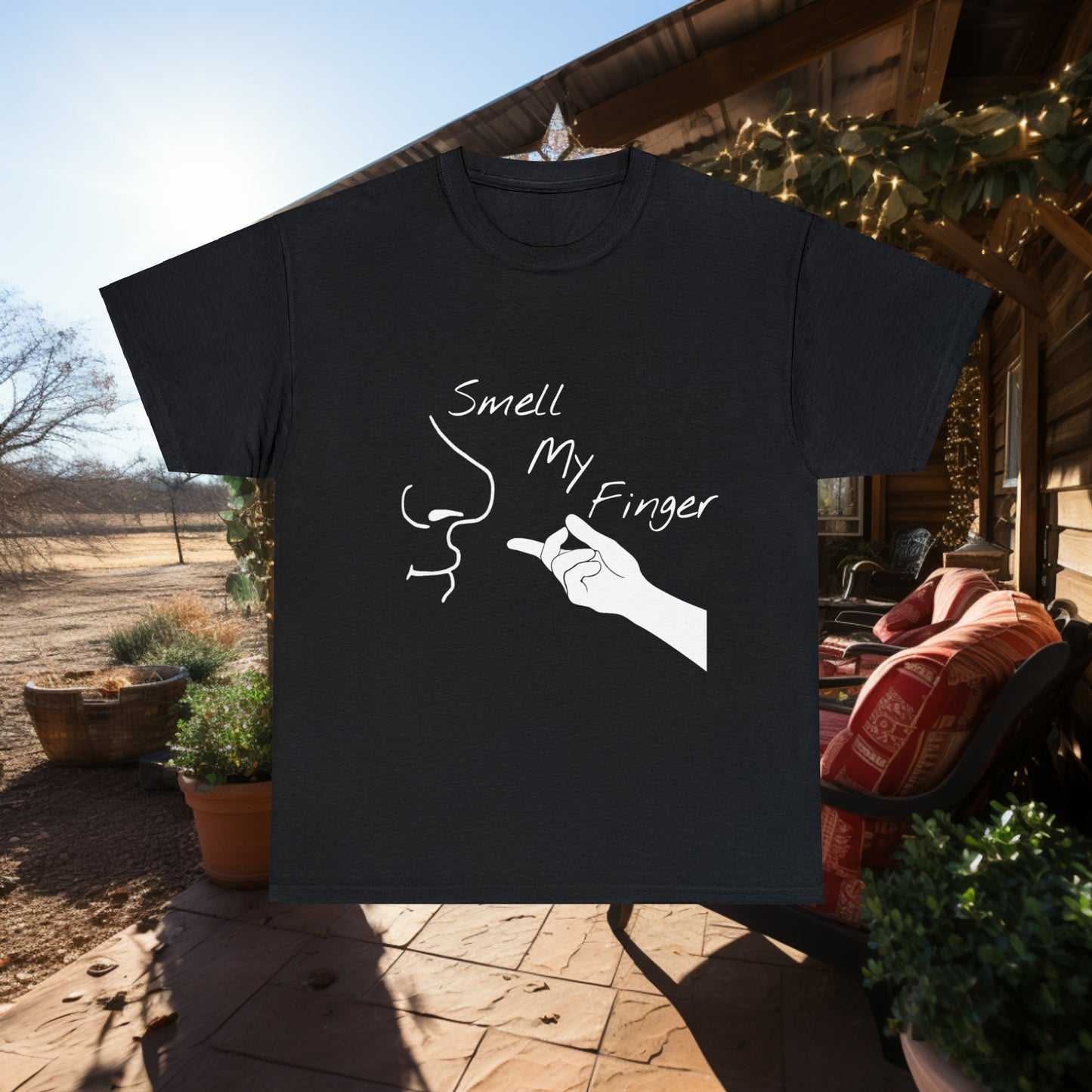Unisex Smell My Finger Heavy Cotton Tee. Graphic T Shirt. Funny T Shirt. Outerwear. Unisex. Gift For Him. Gift For Her. Funny Gift