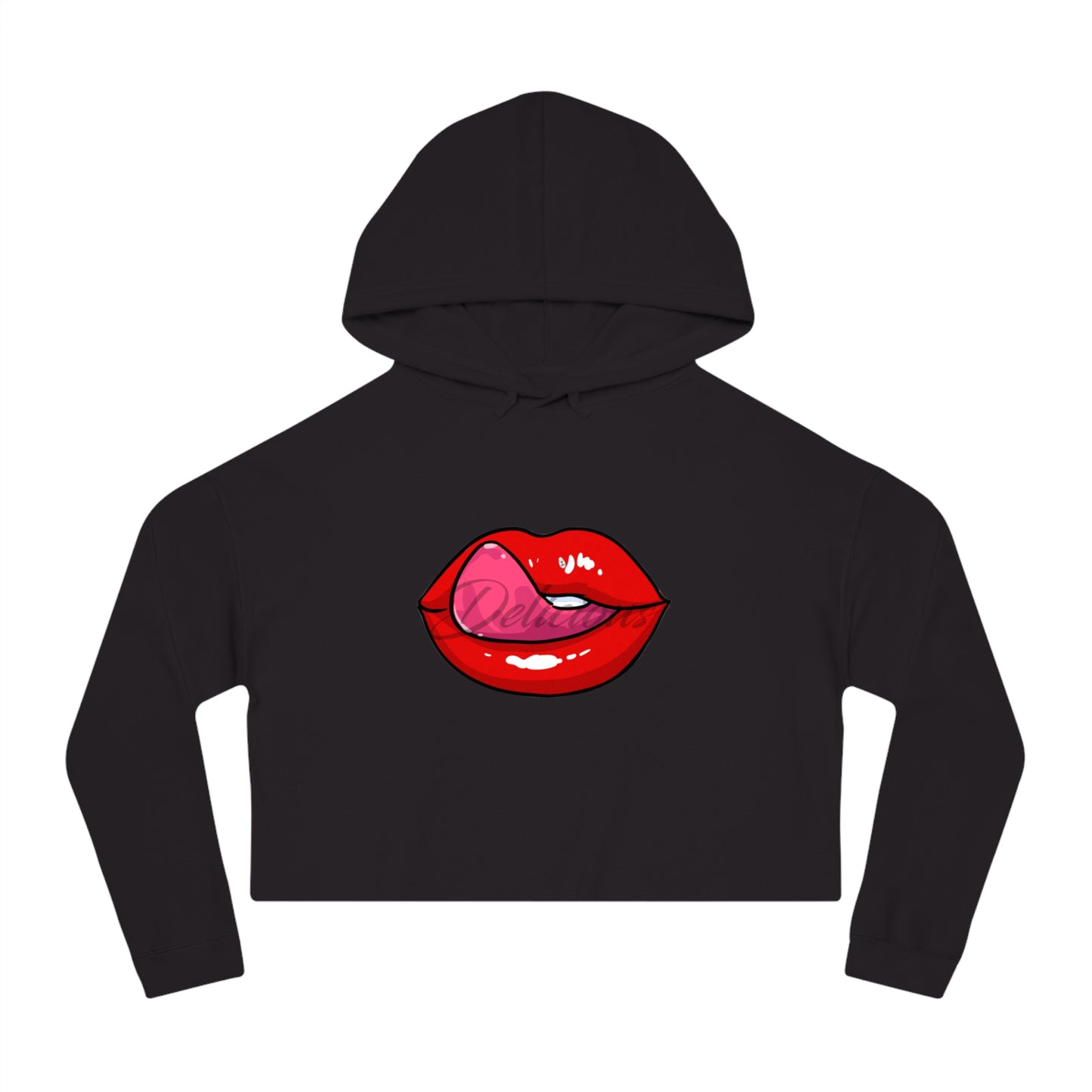 Delicious Lip Service Cropped Hooded Sweatshirt