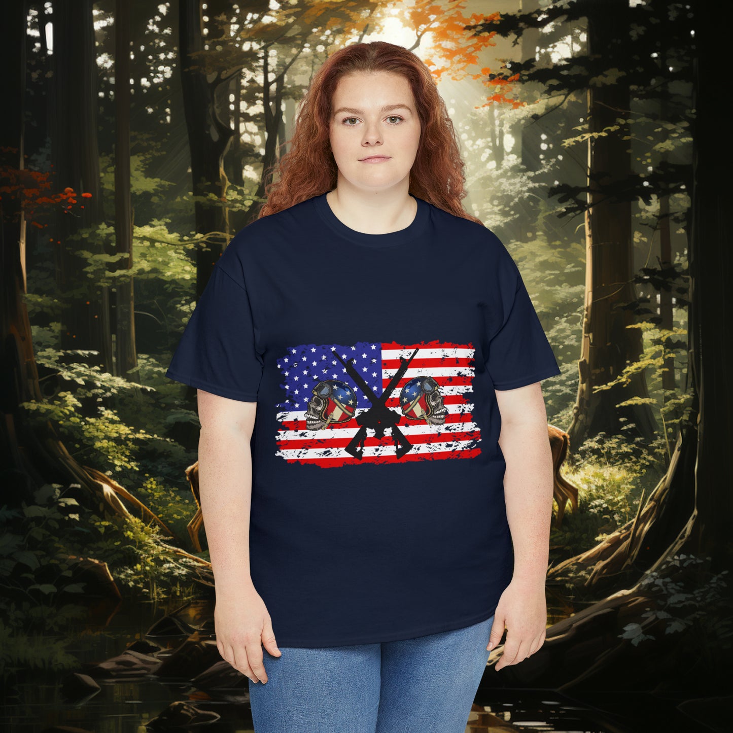 Unisex "American Hunter" Heavy Cotton Tee. Hunting Shirt. Patriotic Shirt. Gift For Hunter. Unisex. Hunting Lover. Patriot. Veteran. Birthday Gift. Christmas Gift