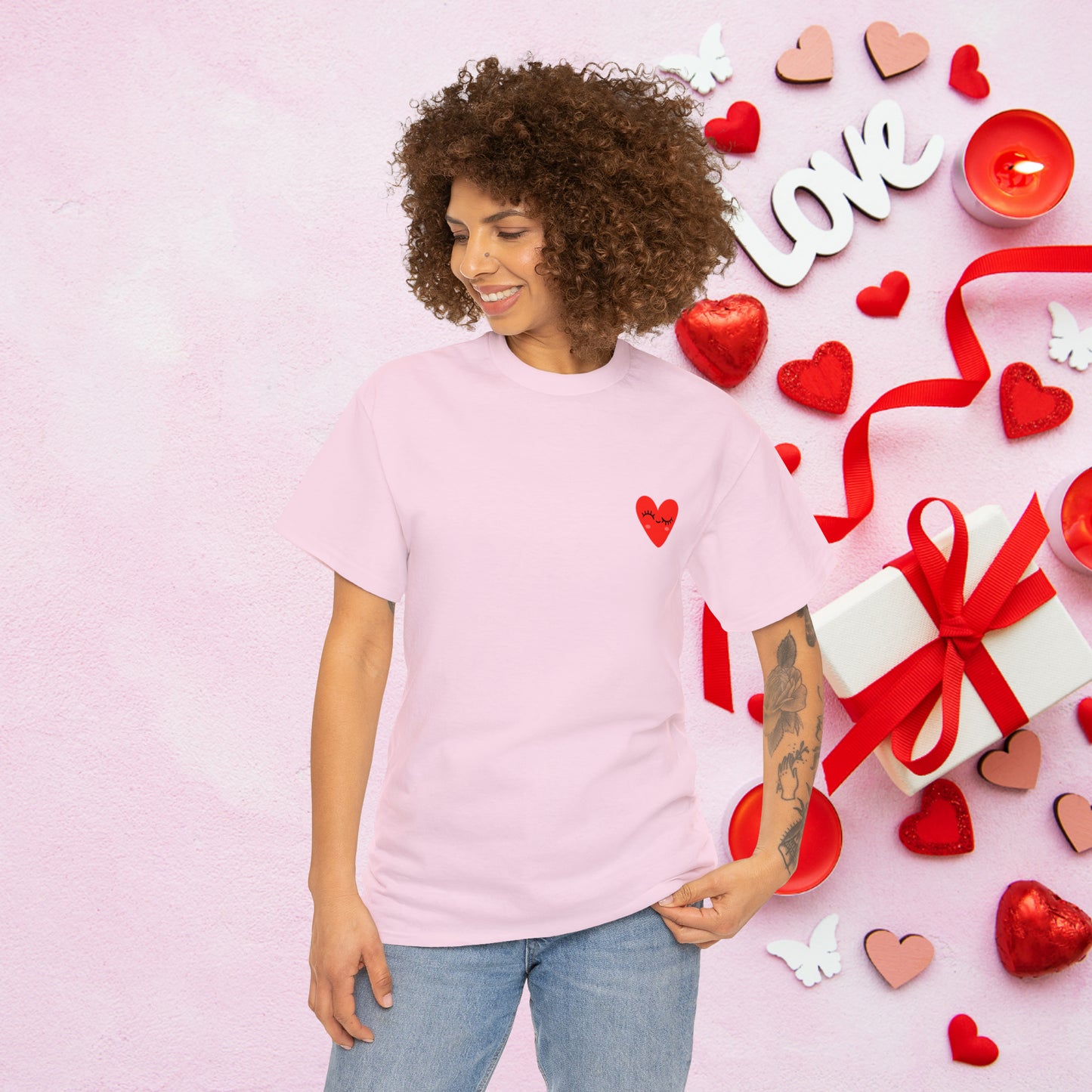 Unisex "Flirty Heart"  SCBC Heavy Cotton Tee. Graphic T-Shirt, T-Shirt, Unique, Original Brand, Valentines Day, Heart, Valentines Day Gift