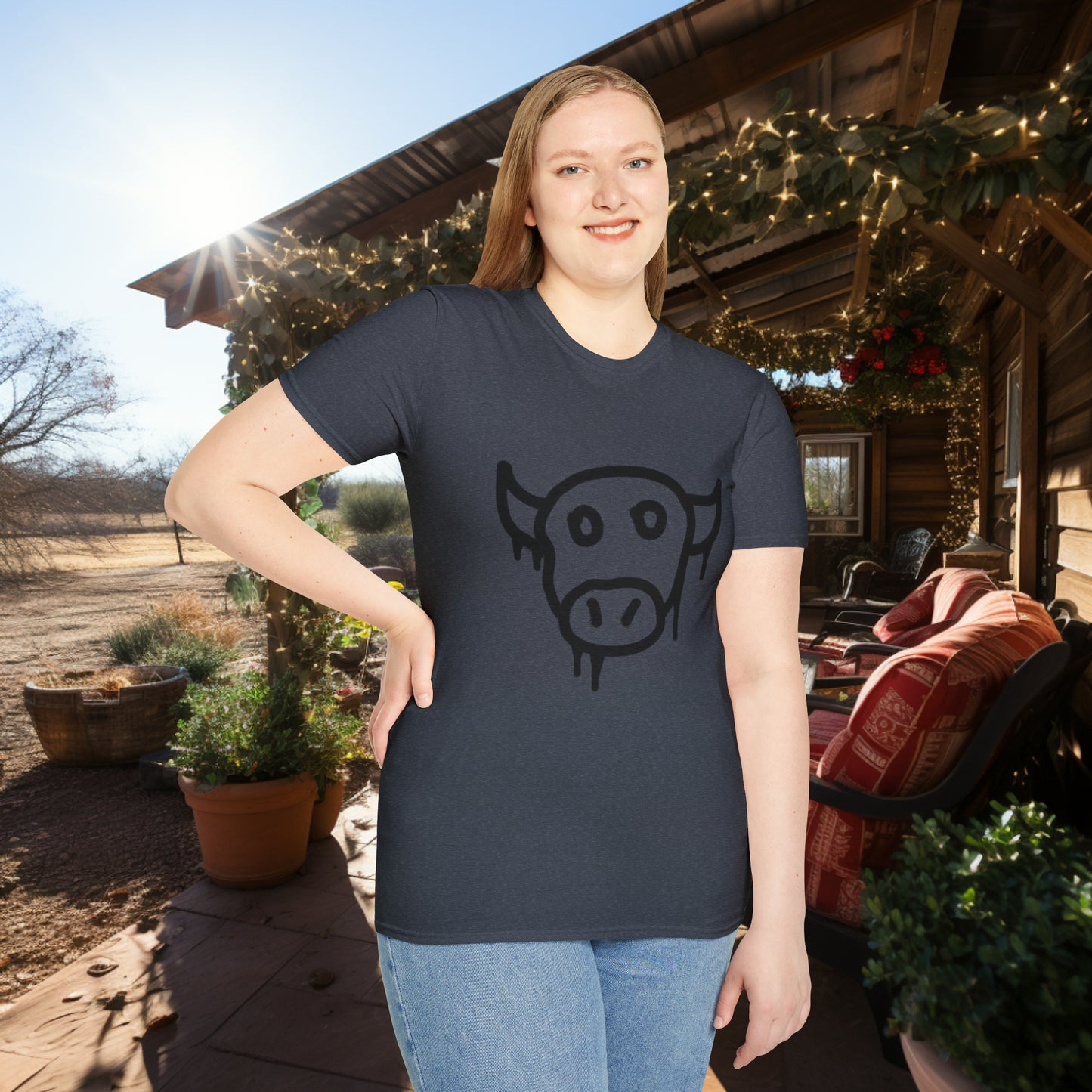 Unisex " Moo Cow" Soft Style T-Shirt.  Farmer Shirt, Cow Shirt, Gift For Animal Lovers, Unisex, Animal Rescue, Veteran, Birthday Gift.