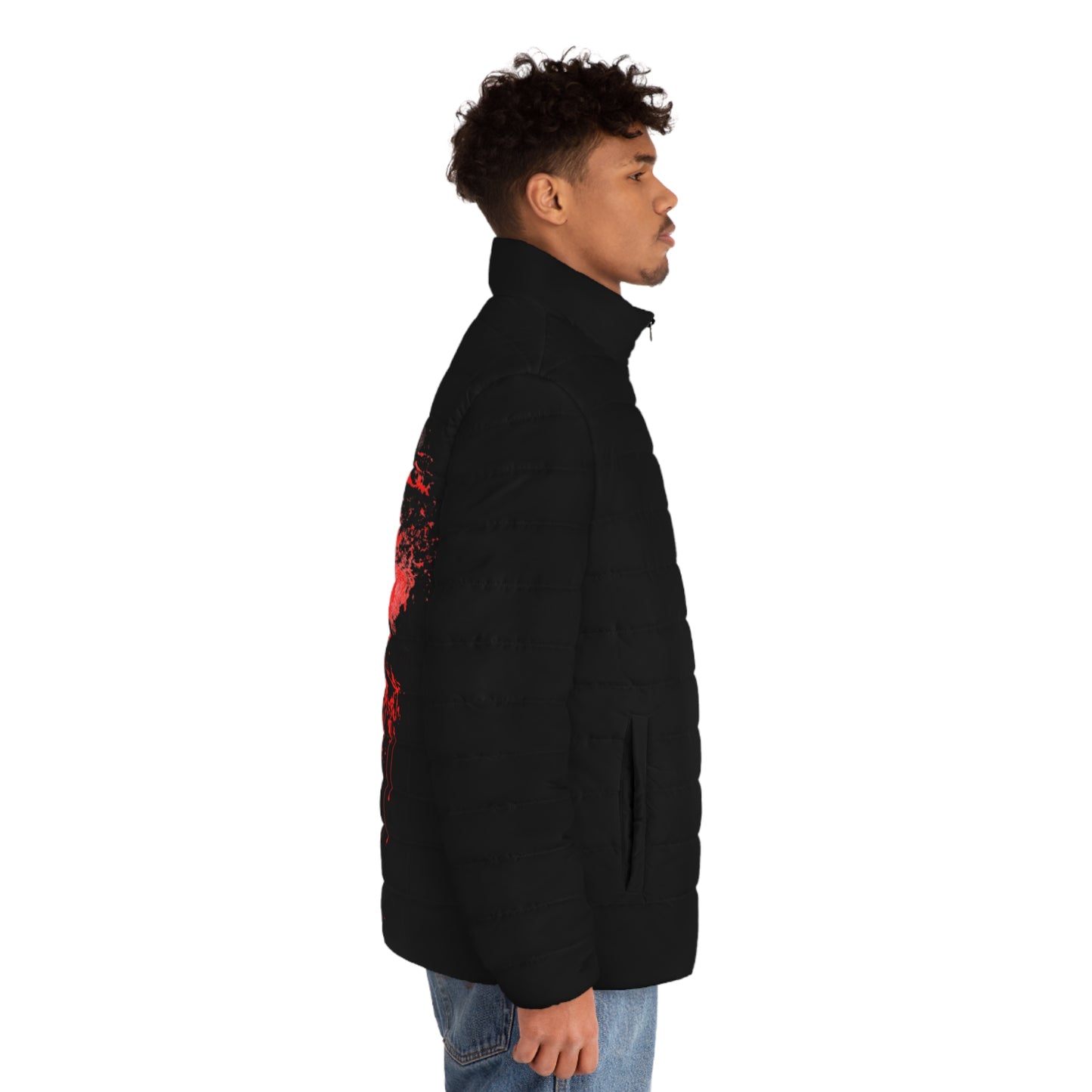Heart Drips Red Puffer Jacket