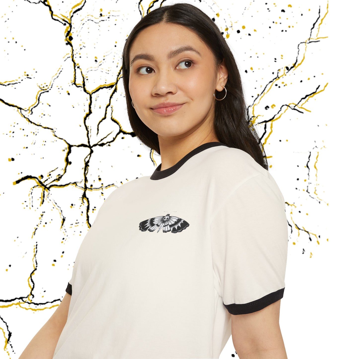 SCBC Unisex "Polilla" Cotton Ringer T-Shirt. Ringer T-shirt, Vintage, Branded, T-Shirt, Streetwear,  Unisex, Light Weight, Spring Fashion