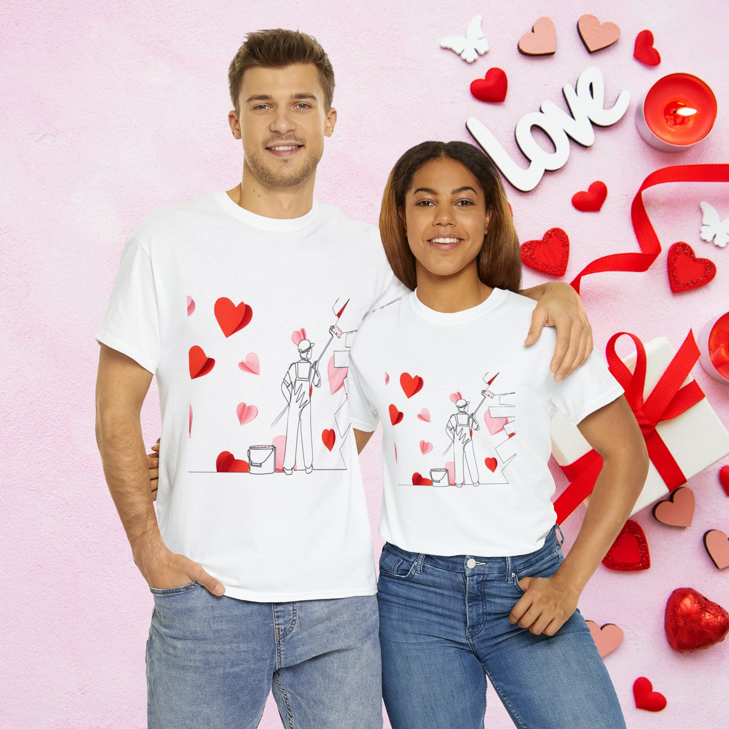 Unisex "Painted Heart" Cotton Tee. Unisex Shirt. Valentines Day Gift. Valentines Day. Couples Shirt. Anniversary Gift. Gift For Him/Her.