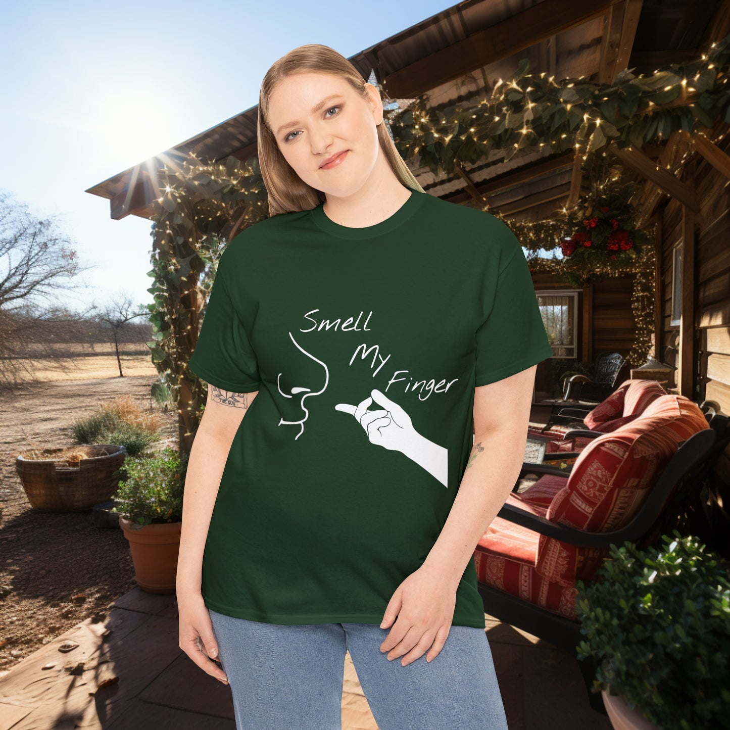 Unisex Smell My Finger Heavy Cotton Tee. Graphic T Shirt. Funny T Shirt. Outerwear. Unisex. Gift For Him. Gift For Her. Funny Gift