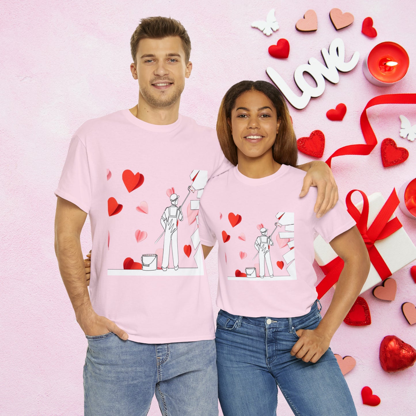Unisex "Painted Heart" Cotton Tee. Unisex Shirt. Valentines Day Gift. Valentines Day. Couples Shirt. Anniversary Gift. Gift For Him/Her.