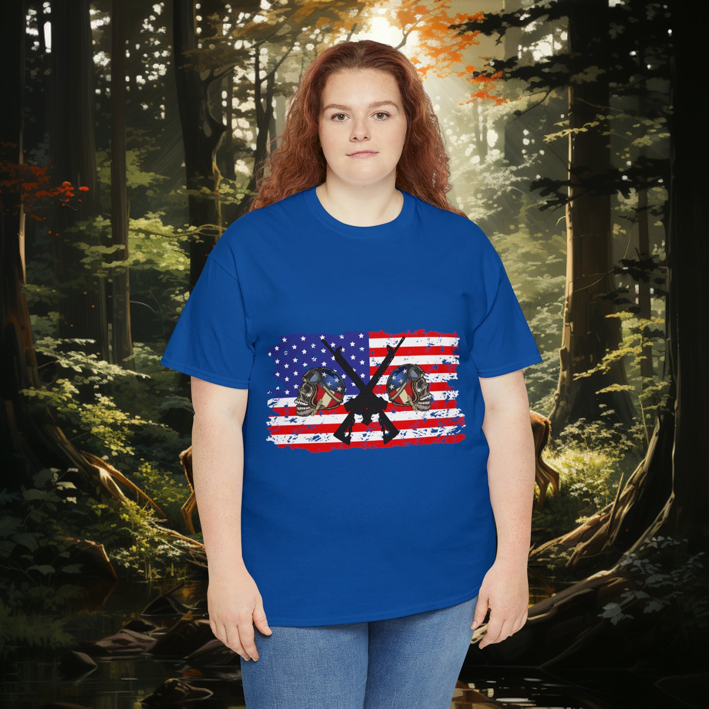 Unisex "American Hunter" Heavy Cotton Tee. Hunting Shirt. Patriotic Shirt. Gift For Hunter. Unisex. Hunting Lover. Patriot. Veteran. Birthday Gift. Christmas Gift