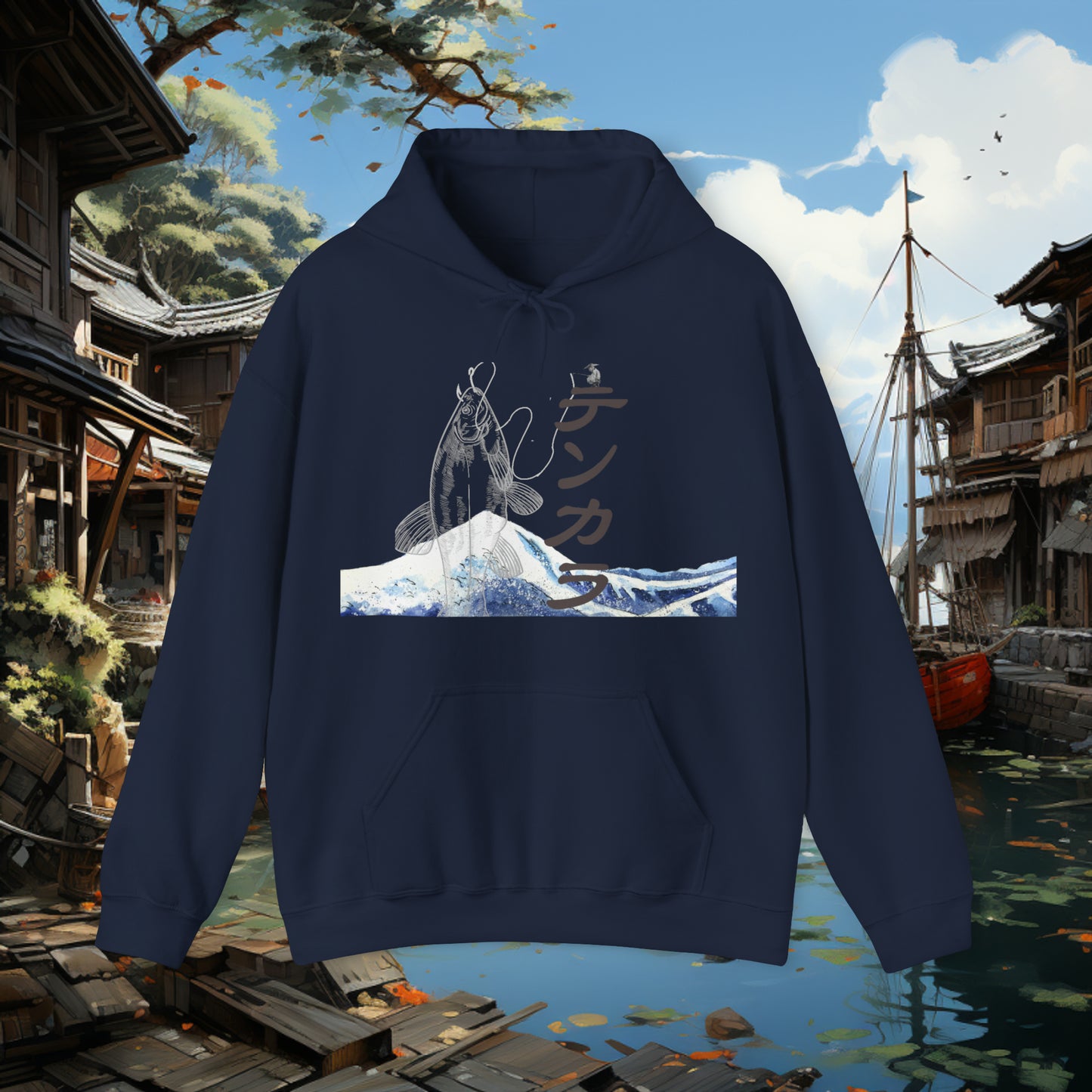 Unisex "Fly Fishing" Heavy Blend™ Hooded Sweatshirt. Graphic Sweater. Japanese. Hoodie. Gift For Him. Gift For Her. Fisherman. Fishing Gear
