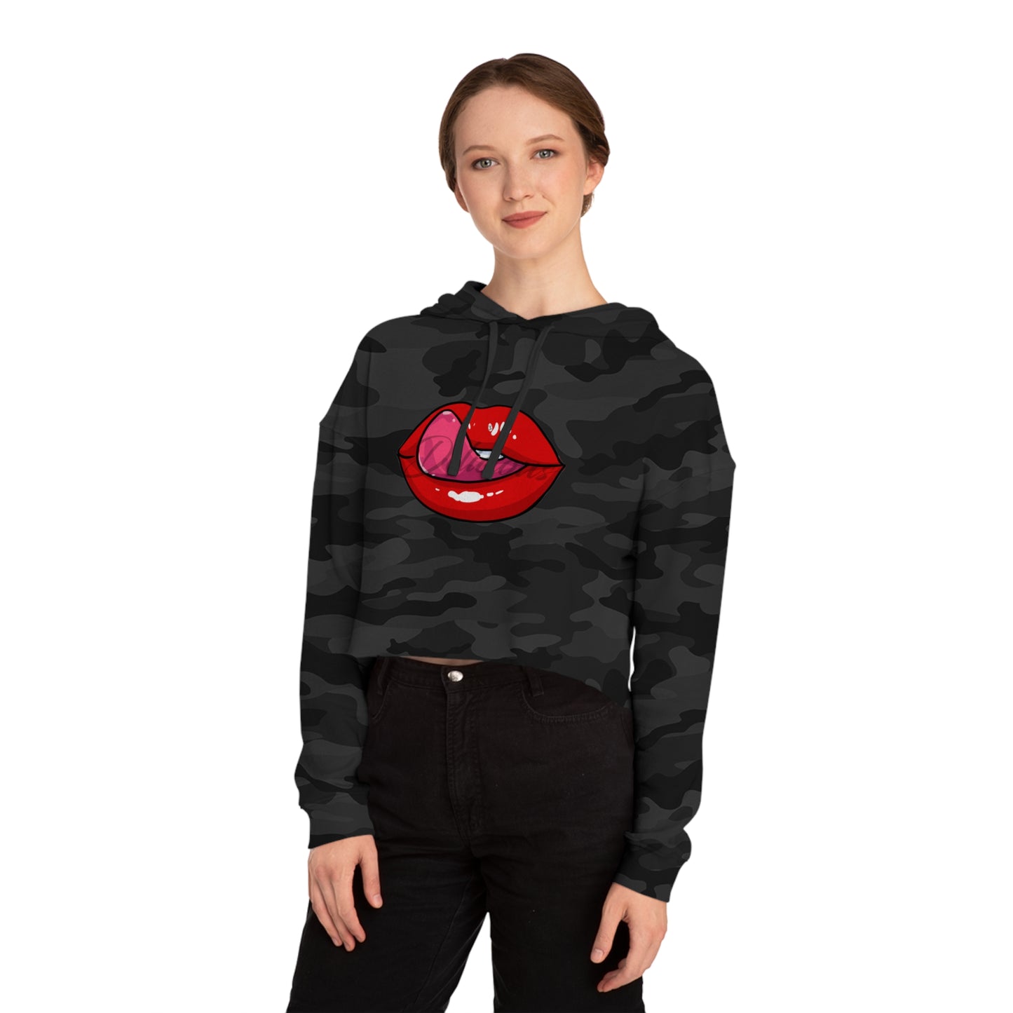 Delicious Lip Service Cropped Hooded Sweatshirt