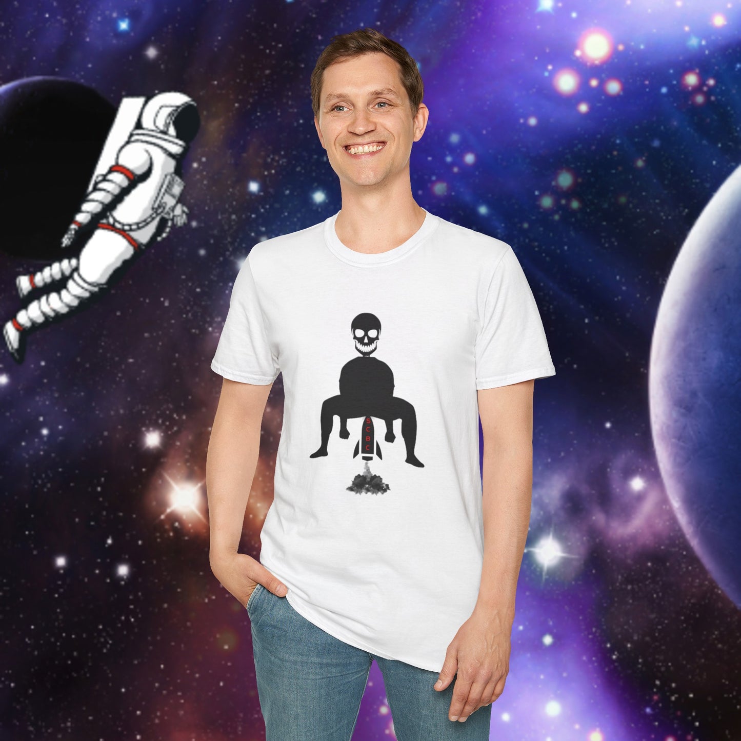 Unisex SCBC "Blast-Off" Soft-style T-Shirt. Graphic T-Shirt, Streetwear, Branded T-Shirt, Original Design, Unisex T-Shirt, Birthday Gift.