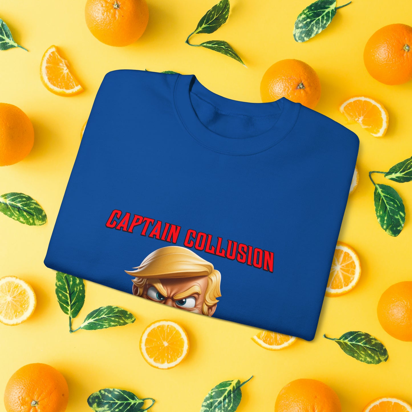 Unisex "Captain Collusion"  Heavy Blend™ Crewneck Sweatshirt. Political Shirt. Donald Trump Shirt. 2024 Election. Unisex. Gift For Him. Gift For Her. Birthday Gift. Christmas Gift.