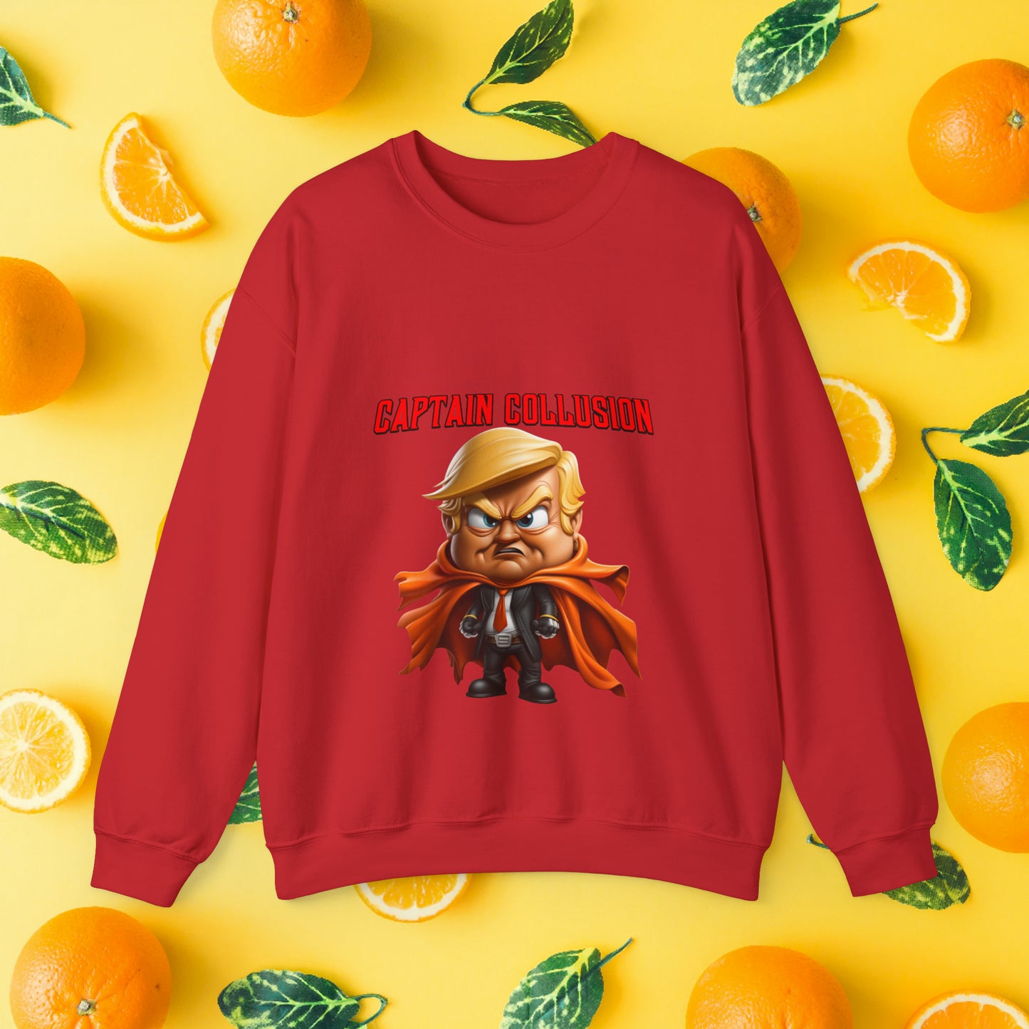 Unisex "Captain Collusion"  Heavy Blend™ Crewneck Sweatshirt. Political Shirt. Donald Trump Shirt. 2024 Election. Unisex. Gift For Him. Gift For Her. Birthday Gift. Christmas Gift.