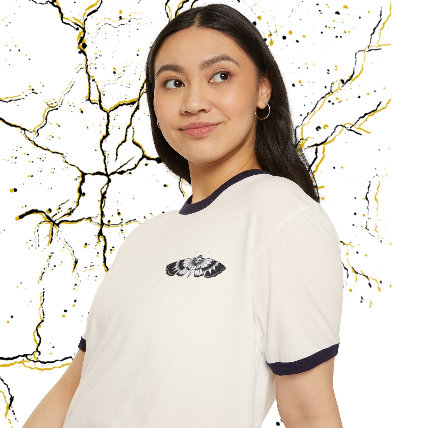 SCBC Unisex "Polilla" Cotton Ringer T-Shirt. Ringer T-shirt, Vintage, Branded, T-Shirt, Streetwear,  Unisex, Light Weight, Spring Fashion