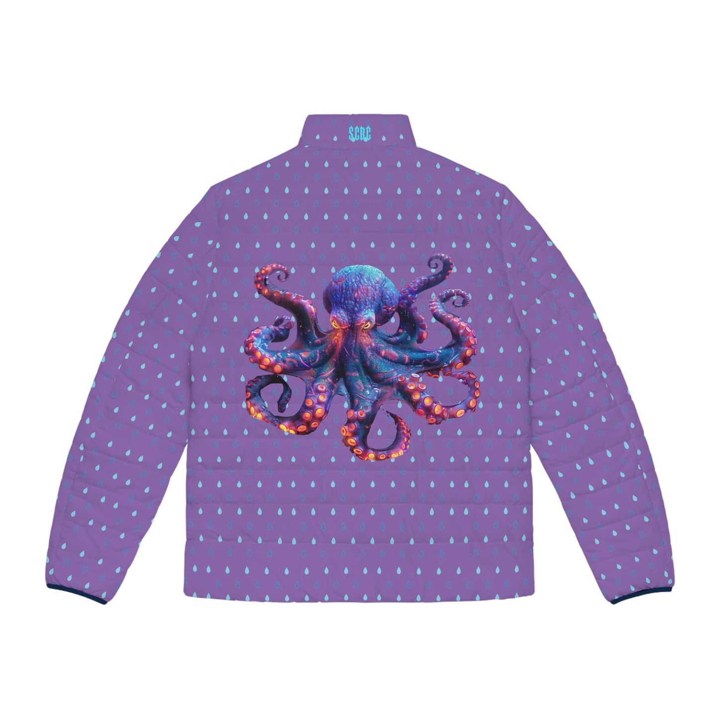 Men's SCBC "Cephalopod" Puffer Jacket (AOP). Puffer Jacket, Spring, Mens Clothes, Warm Jacket, Lightweight, Paisley Print, Graphic Design.