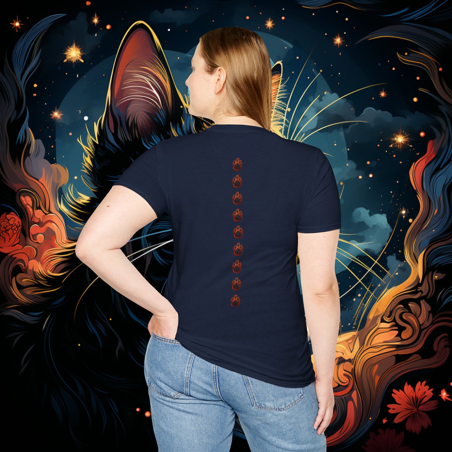 Short Sleeve "Space Cat" T-Shirt Unisex fit, Gift for Him, Gift for Her, Birthday Gift, Gift For Cat Lovers.