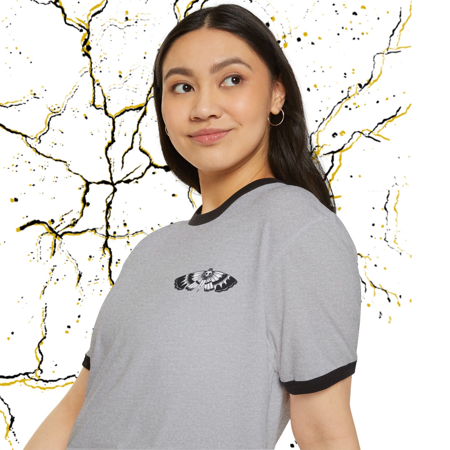 SCBC Unisex "Polilla" Cotton Ringer T-Shirt. Ringer T-shirt, Vintage, Branded, T-Shirt, Streetwear,  Unisex, Light Weight, Spring Fashion