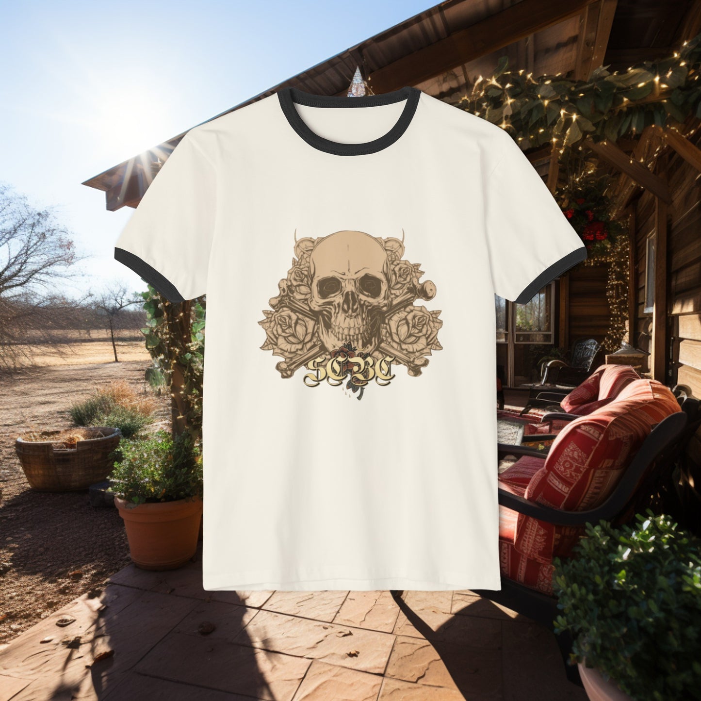 Unisex SCBC "Bone Head" Cotton Ringer T-Shirt. Ringer T-shirt, Vintage, Branded, T-Shirt, Streetwear,  Unisex, Light Weight, Spring Fashion