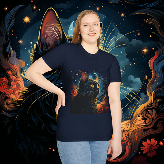 Short Sleeve "Space Cat" T-Shirt Unisex fit, Gift for Him, Gift for Her, Birthday Gift, Gift For Cat Lovers.