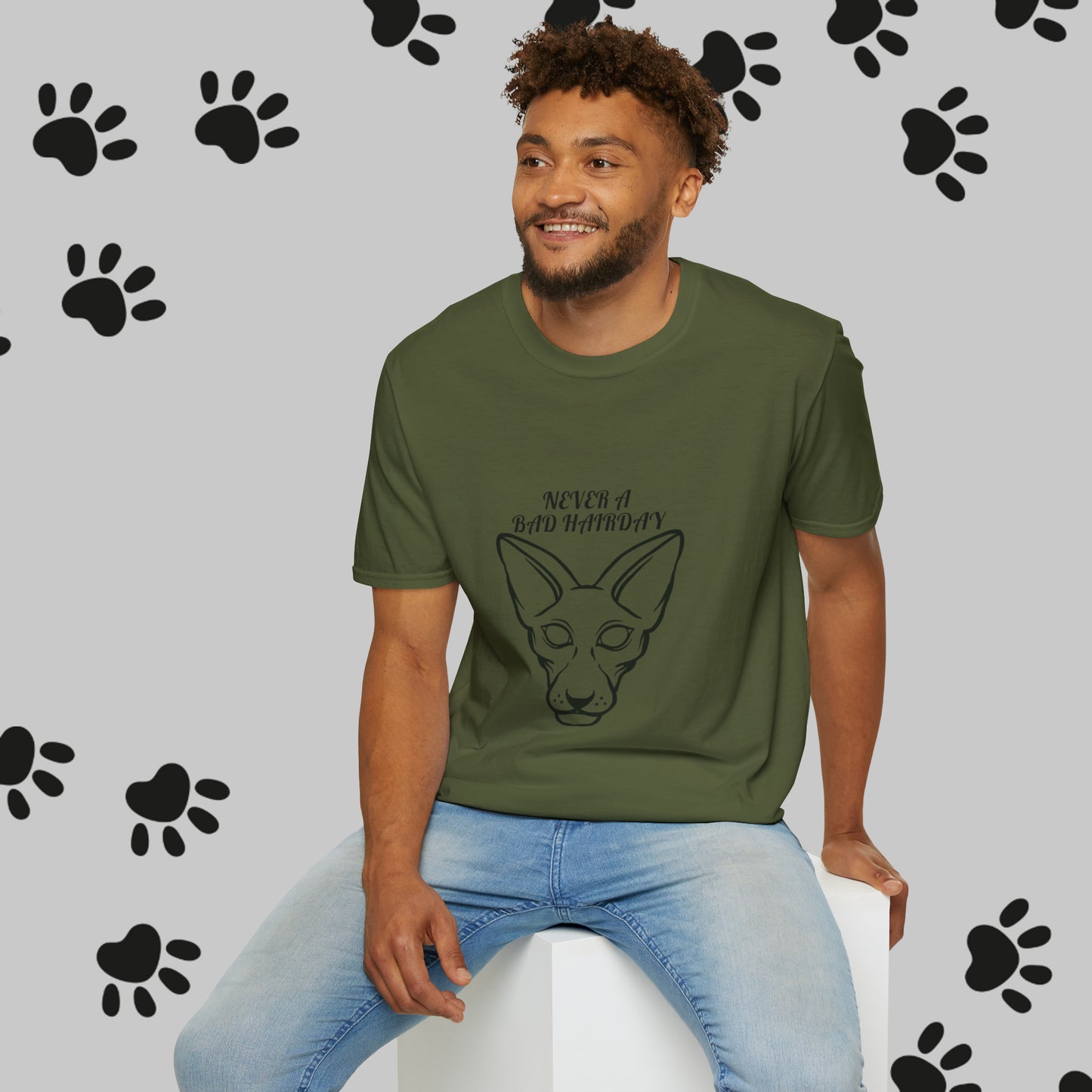 Unisex "Sphinx Cat Hair Day" Soft-style T-Shirt. Cat Shirt, Animal Lover, Cat Mom, Cat Dad. Unisex, Streetwear, Gift For Cat, Cat Lady.