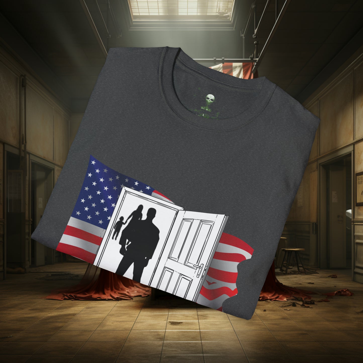 Unisex "Welcome Home" Soft Style T-Shirt.  Hunting Shirt, Patriotic Shirt, Gift For Veteran, Unisex, Army Wife, Veteran, Birthday Gift.