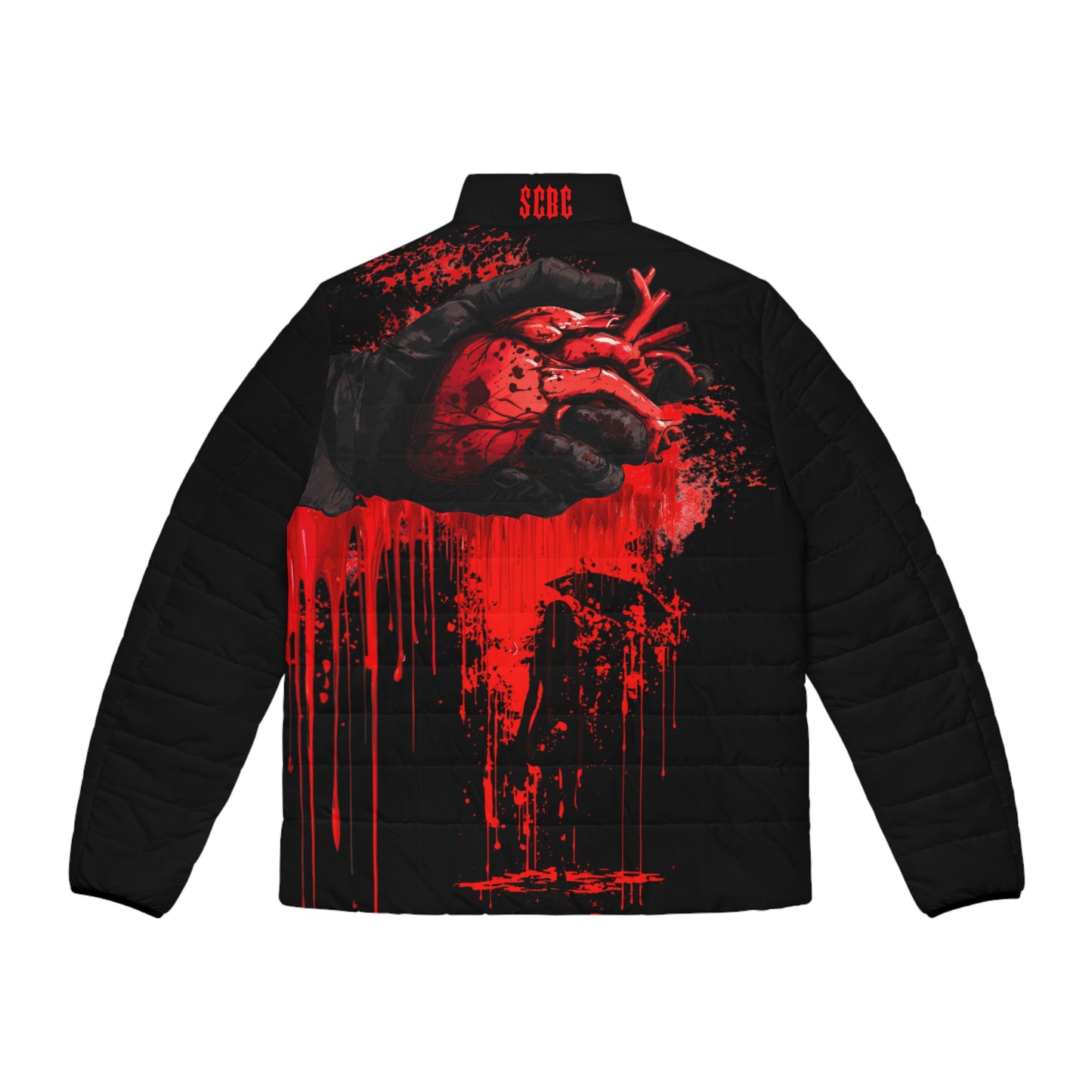Heart Drips Red Puffer Jacket