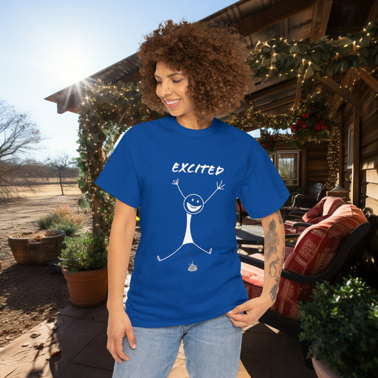 Unisex Excited Stick Figure Heavy Cotton Tee. Positive Affirmation. Inspiring Quote. Funny Shirt. Graphic T Shirt. Stick Figure Art