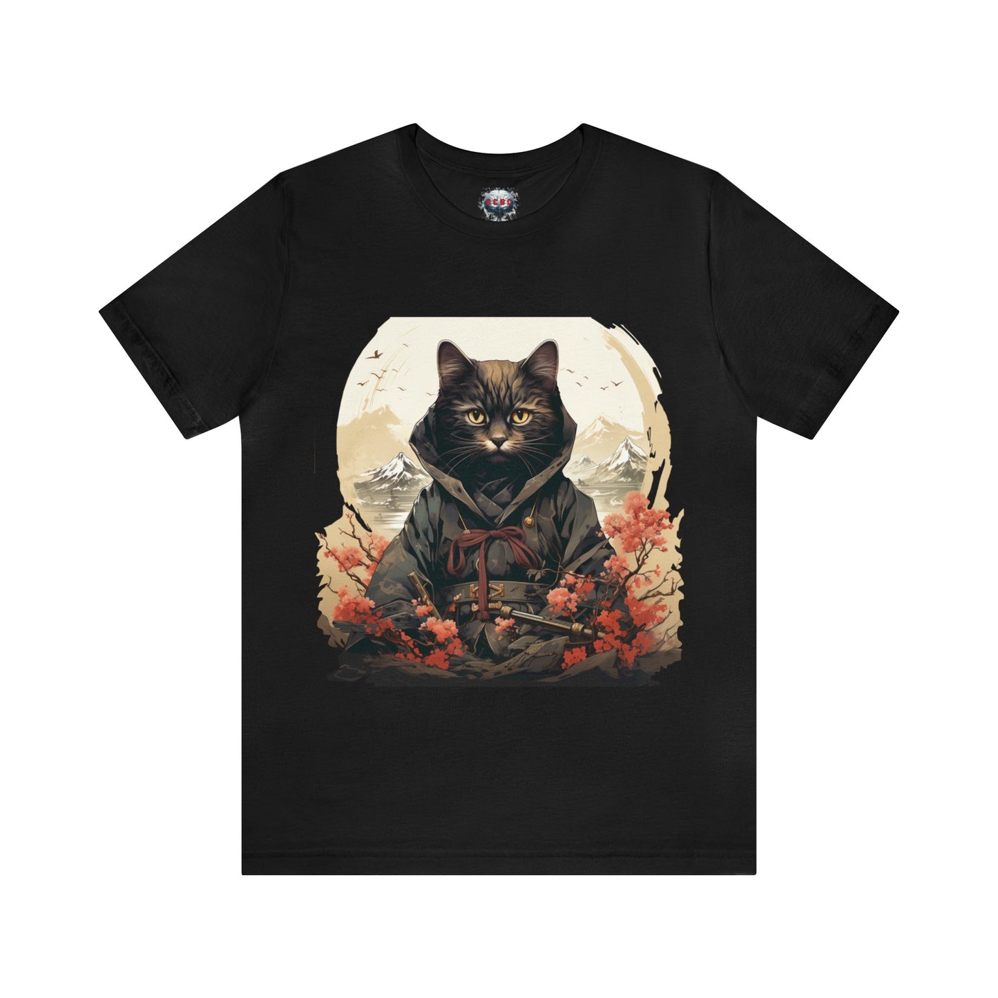Unisex Ninja Cat Short Sleeve Tee. Cat T-Shirt is a Great Gift For The Cat Lover, Gift For Her, Gift For Him, Gift For Animal Lover