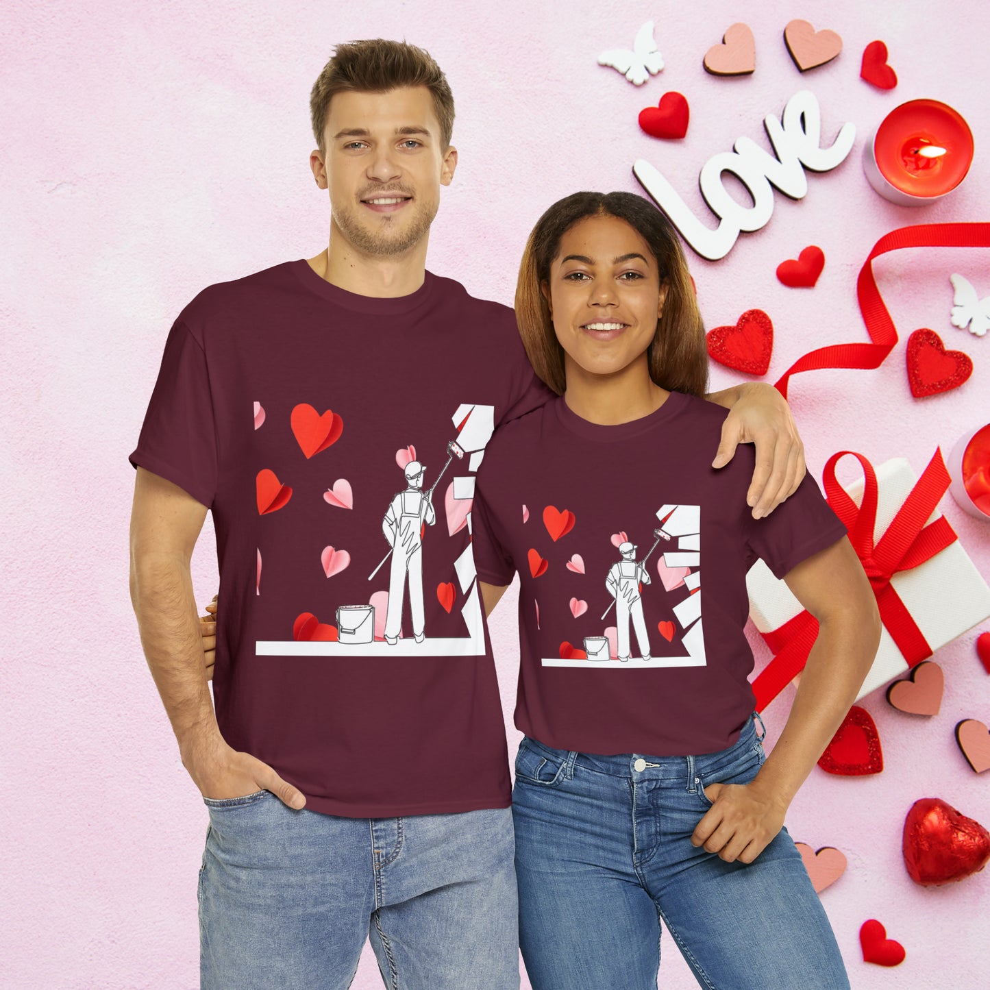 Unisex "Painted Heart" Cotton Tee. Unisex Shirt. Valentines Day Gift. Valentines Day. Couples Shirt. Anniversary Gift. Gift For Him/Her.