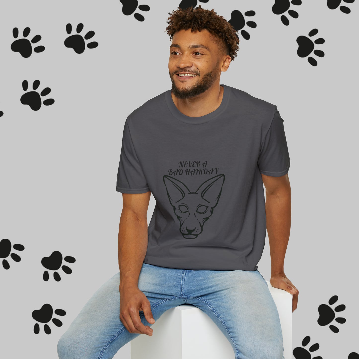 Unisex "Sphinx Cat Hair Day" Soft-style T-Shirt. Cat Shirt, Animal Lover, Cat Mom, Cat Dad. Unisex, Streetwear, Gift For Cat, Cat Lady.