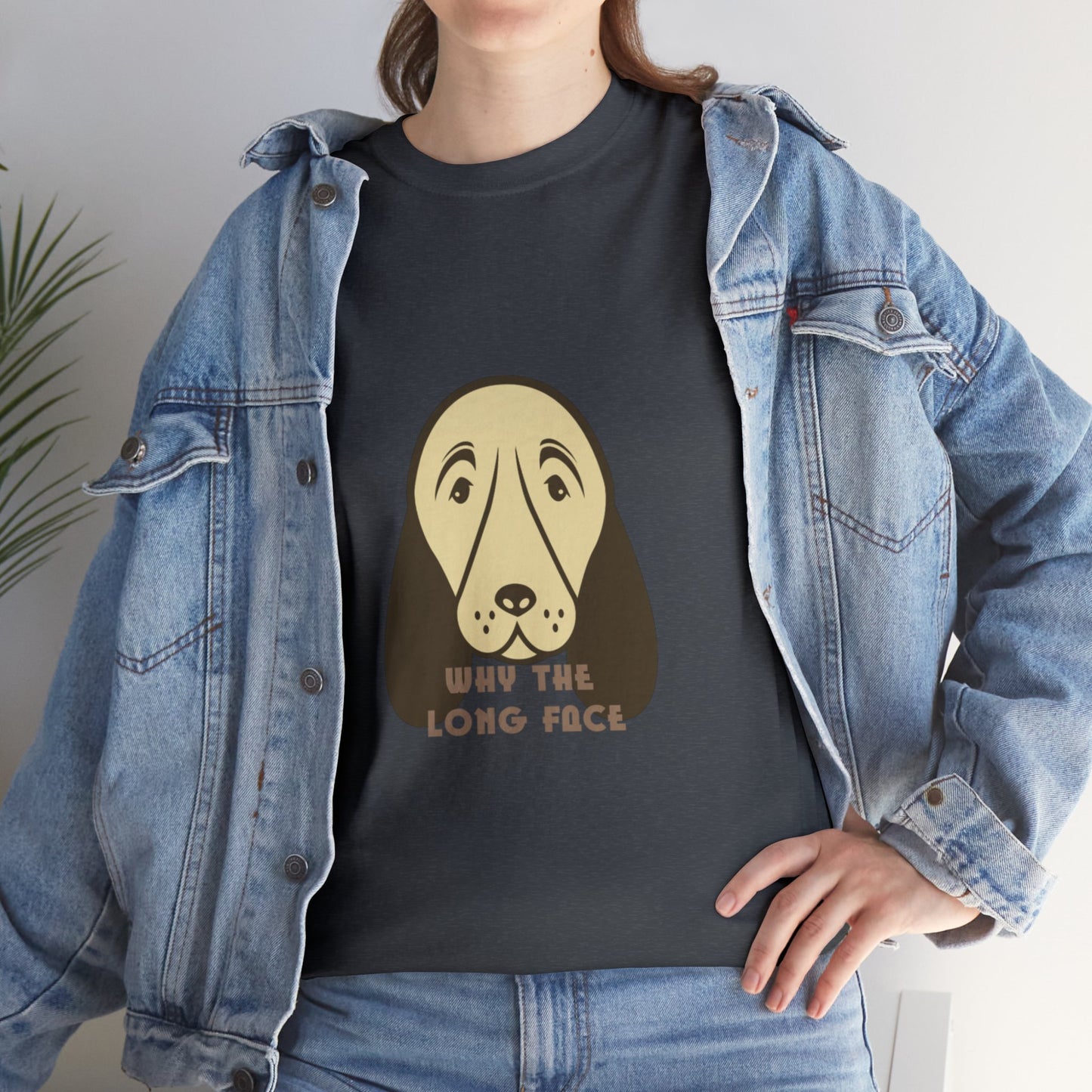 Unisex "Why The Long Face Heavy Cotton Tee. Dog T-Shirt, Unisex, Dog Lover, Birthday Gift, Gift For Dog Dad, Gift For Animal Lover