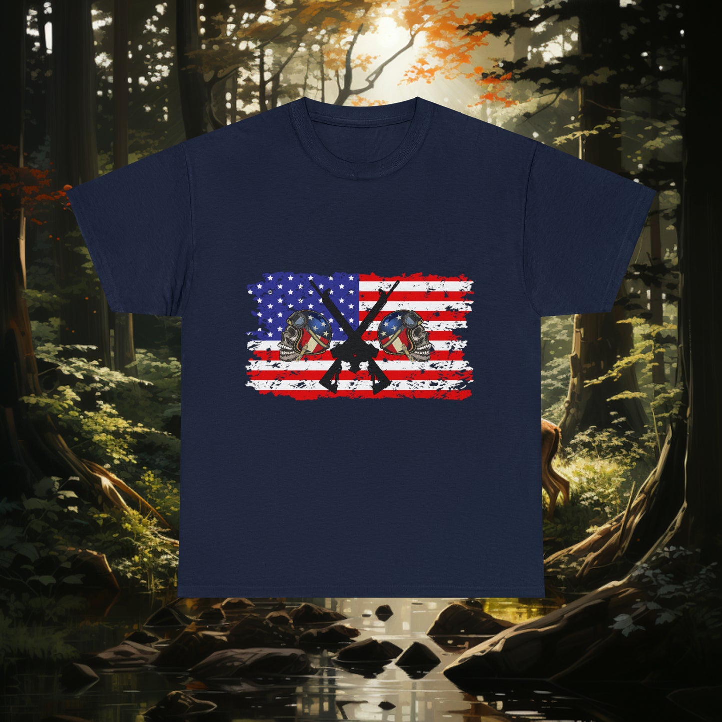Unisex "American Hunter" Heavy Cotton Tee. Hunting Shirt. Patriotic Shirt. Gift For Hunter. Unisex. Hunting Lover. Patriot. Veteran. Birthday Gift. Christmas Gift