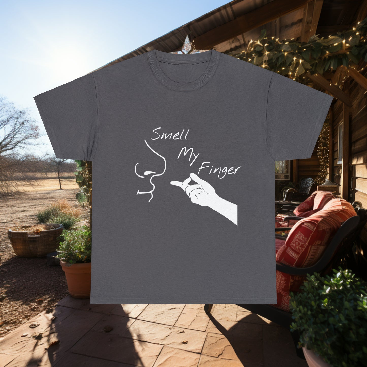 Unisex Smell My Finger Heavy Cotton Tee. Graphic T Shirt. Funny T Shirt. Outerwear. Unisex. Gift For Him. Gift For Her. Funny Gift