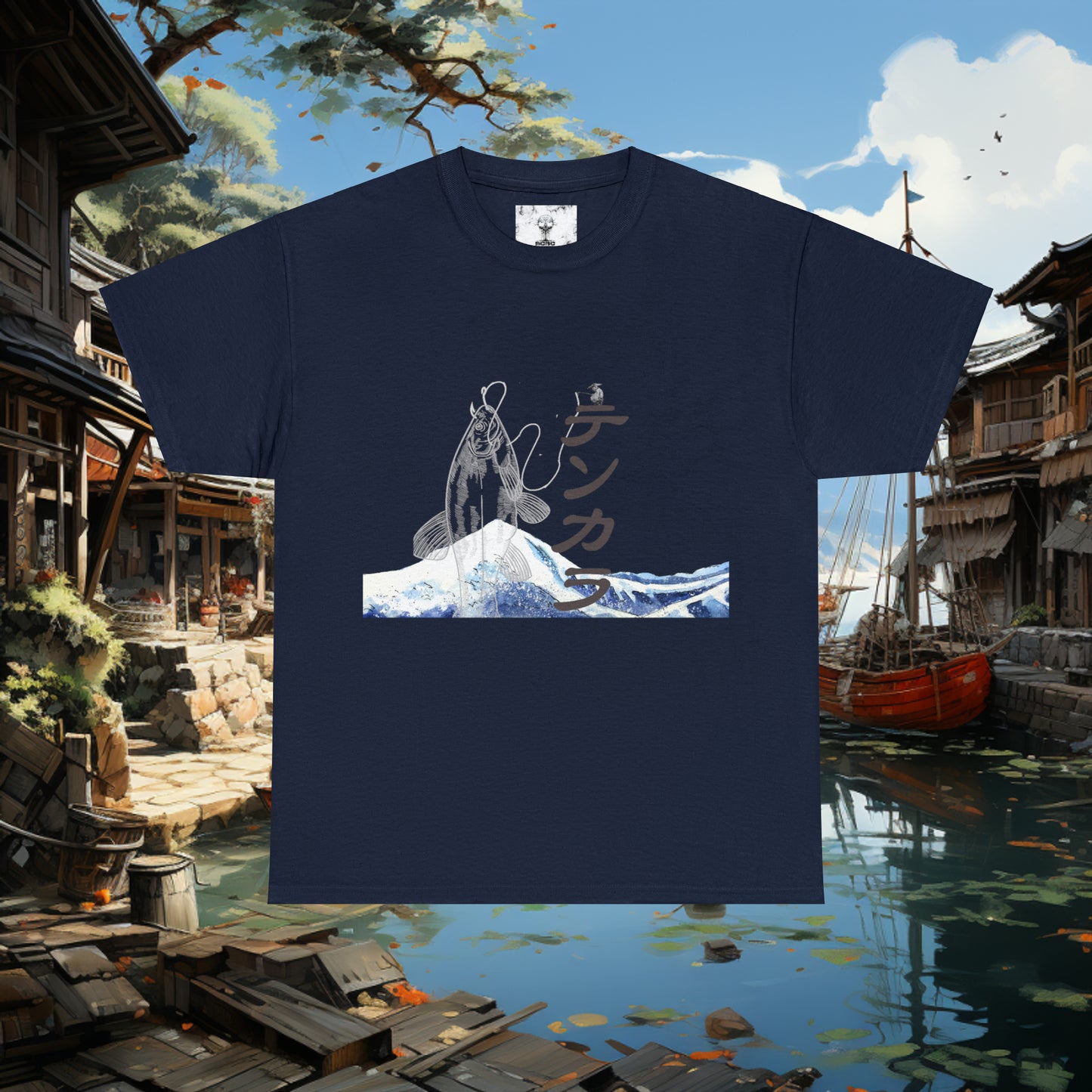 Unisex "Fly Fishing" Heavy Cotton Tee. Graphic T-Shirt, Japanese, T-Shirt, Gift For Him, Gift For Her, Fisherman, Fishing Gear,