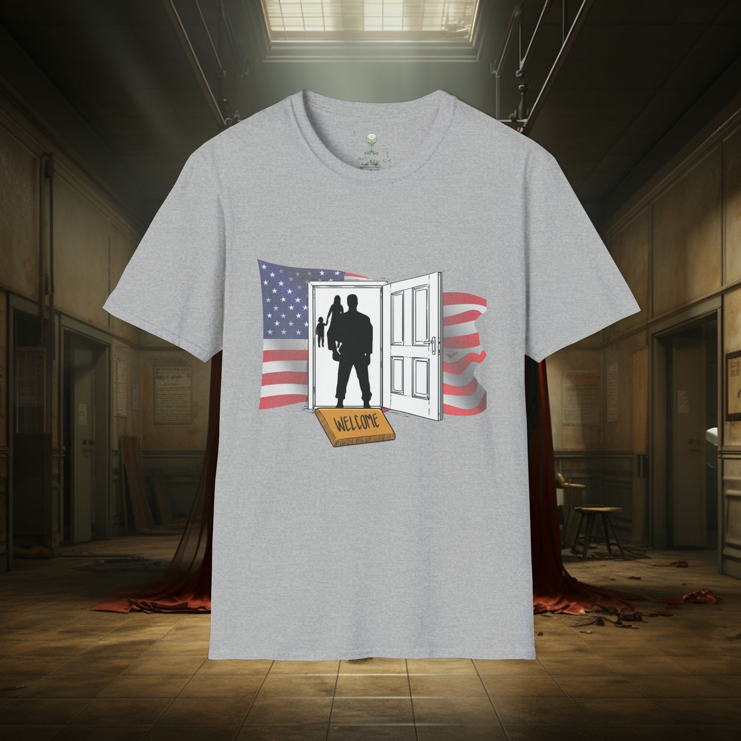 Unisex "Welcome Home" Soft Style T-Shirt.  Hunting Shirt, Patriotic Shirt, Gift For Veteran, Unisex, Army Wife, Veteran, Birthday Gift.