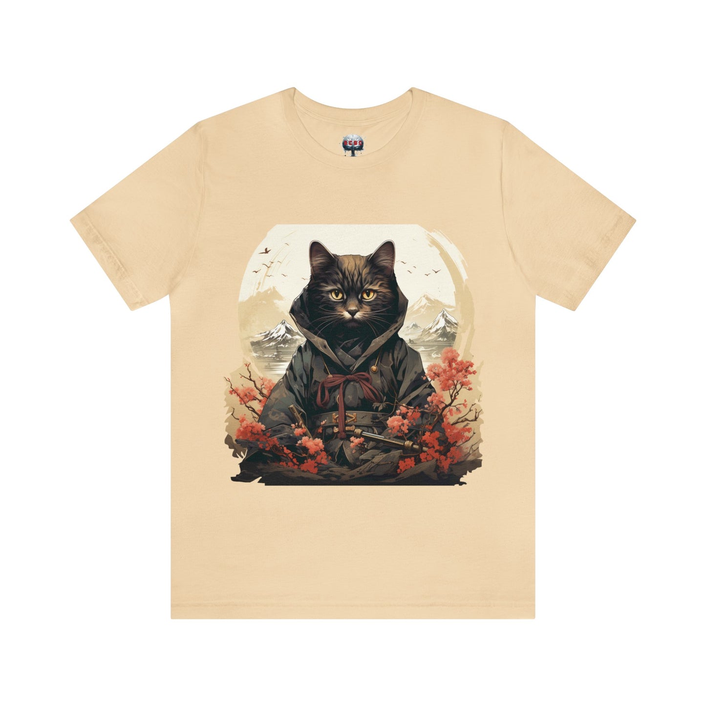 Unisex Ninja Cat Short Sleeve Tee. Cat T-Shirt is a Great Gift For The Cat Lover, Gift For Her, Gift For Him, Gift For Animal Lover
