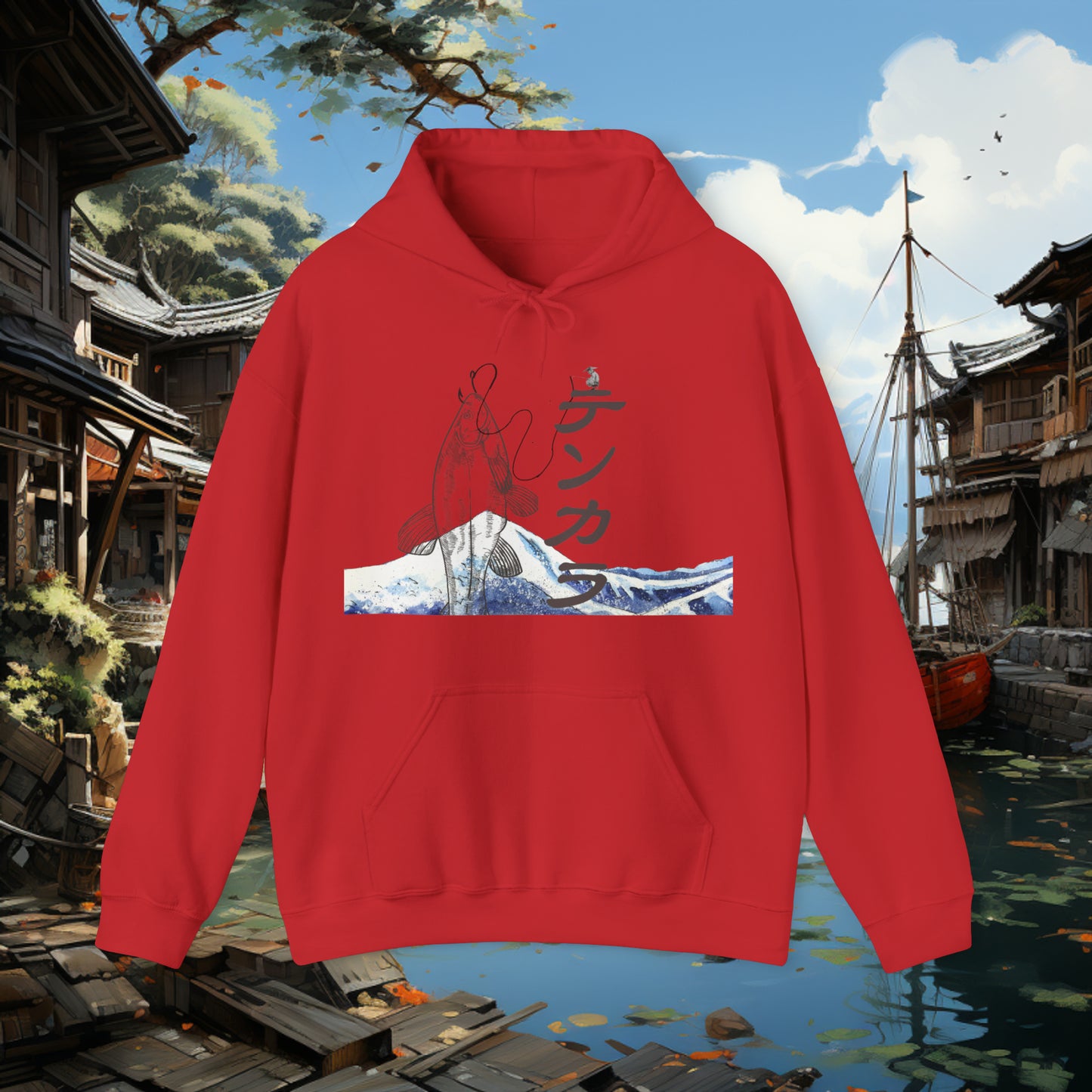 Unisex "Fly Fishing" Heavy Blend™ Hooded Sweatshirt. Graphic Sweater. Japanese. Hoodie. Gift For Him. Gift For Her. Fisherman. Fishing Gear