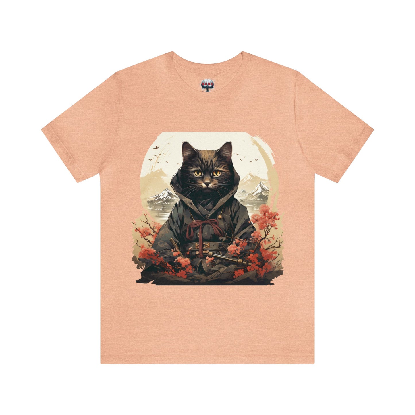 Unisex Ninja Cat Short Sleeve Tee. Cat T-Shirt is a Great Gift For The Cat Lover, Gift For Her, Gift For Him, Gift For Animal Lover