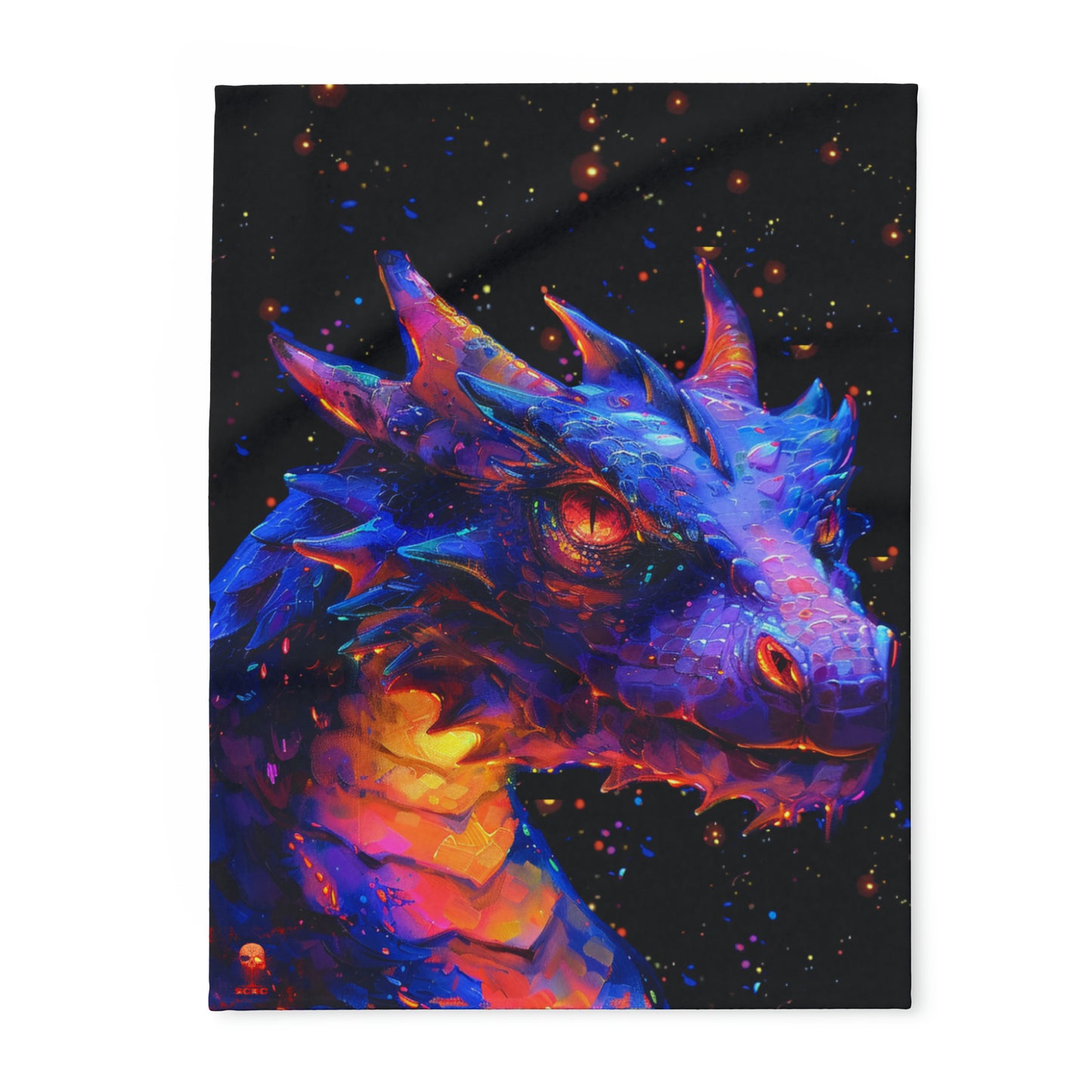 Arctic "Watchful Dragon" Fleece Blanket. Throw Blanket. Warm Blanket. Large Blanket. Fleece Blanket. Fantasy. Dragons. Home Decor.
