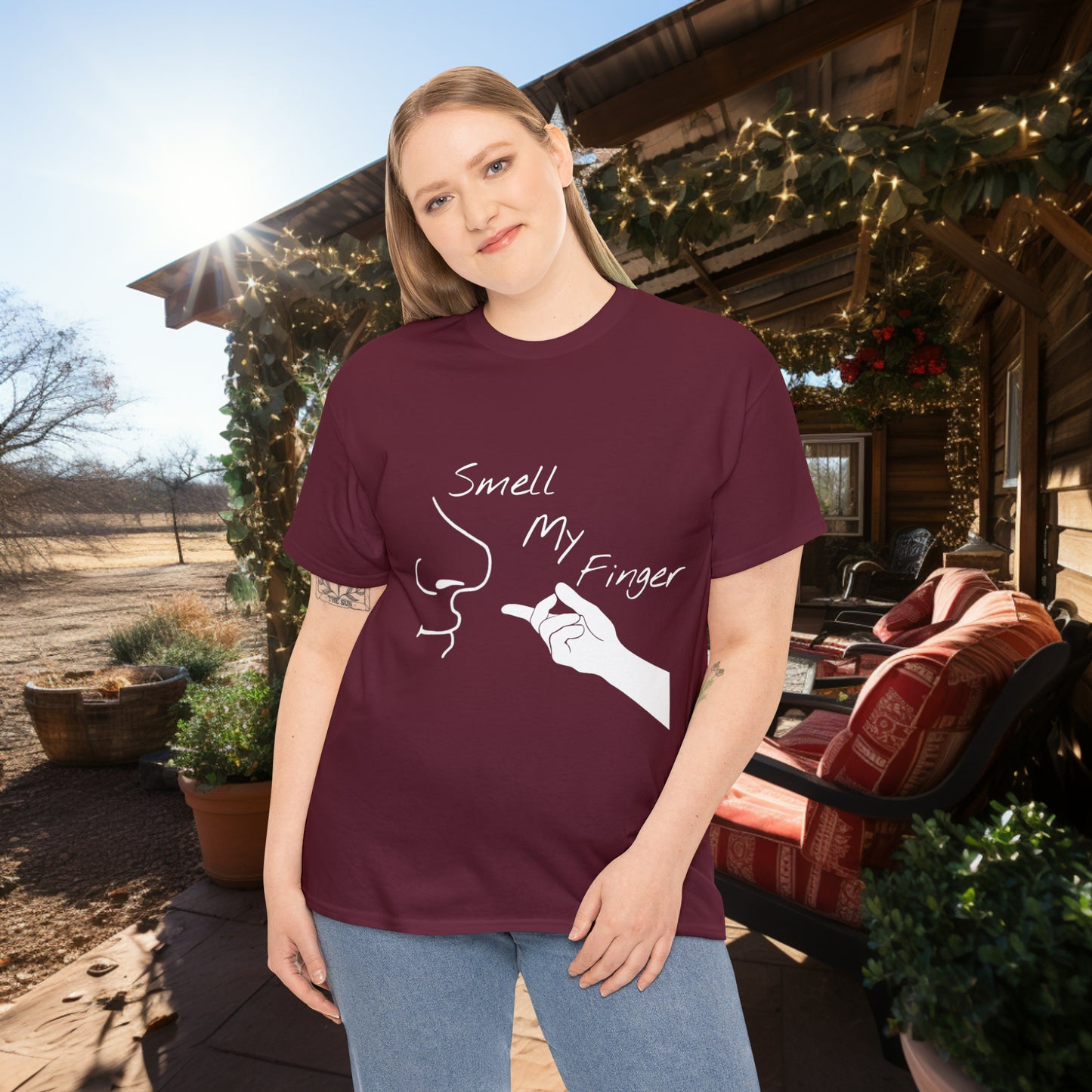 Unisex Smell My Finger Heavy Cotton Tee. Graphic T Shirt. Funny T Shirt. Outerwear. Unisex. Gift For Him. Gift For Her. Funny Gift