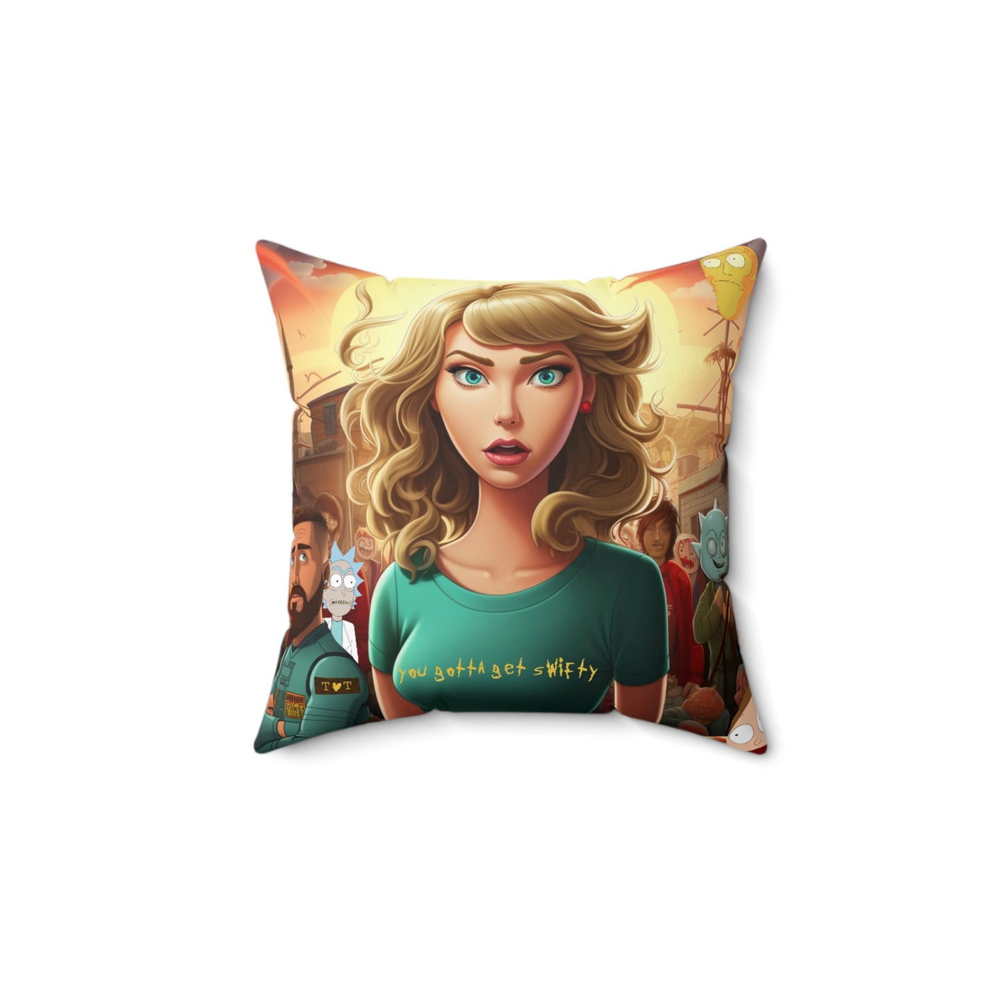 You Gotta Get "Swifty!" Spun Polyester Square Pillow Taylor Swift Pillow Rick & Morty Pillow Taylor Swift Fan Art Swifties Eras Tour Pillow