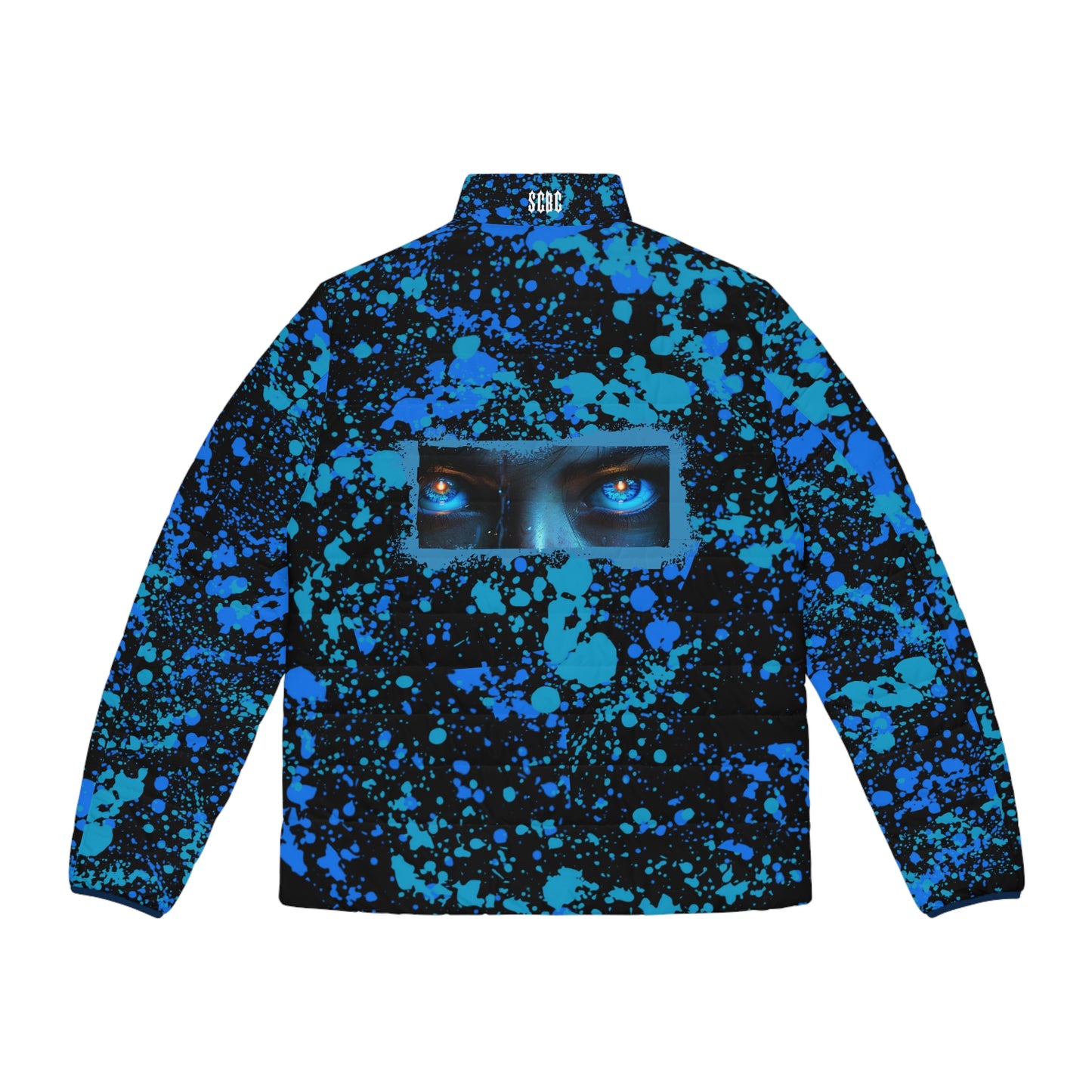 Men' s SCBC "Peering Eyes" Puffer Jacket (AOP). Puffer Jacket, Spring, Men's Clothes, Warm Jacket, Lightweight, Art, Graphic Design