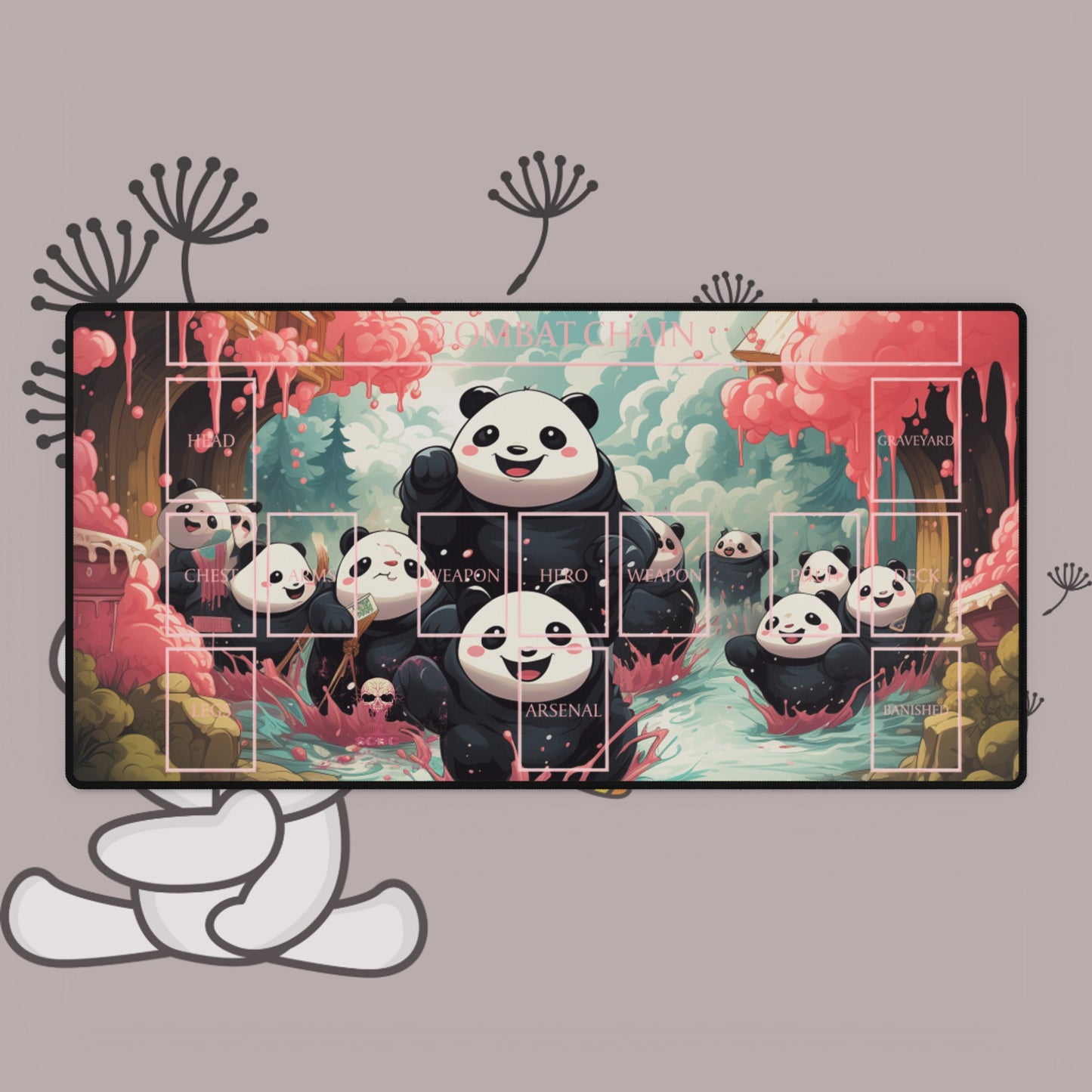 SCBC: "River Pandas" Play Mat. Flesh & Blood. Card Game. Brute. Cards. Fun. Play Mat. Birthday Gift. Gift For Nerds.